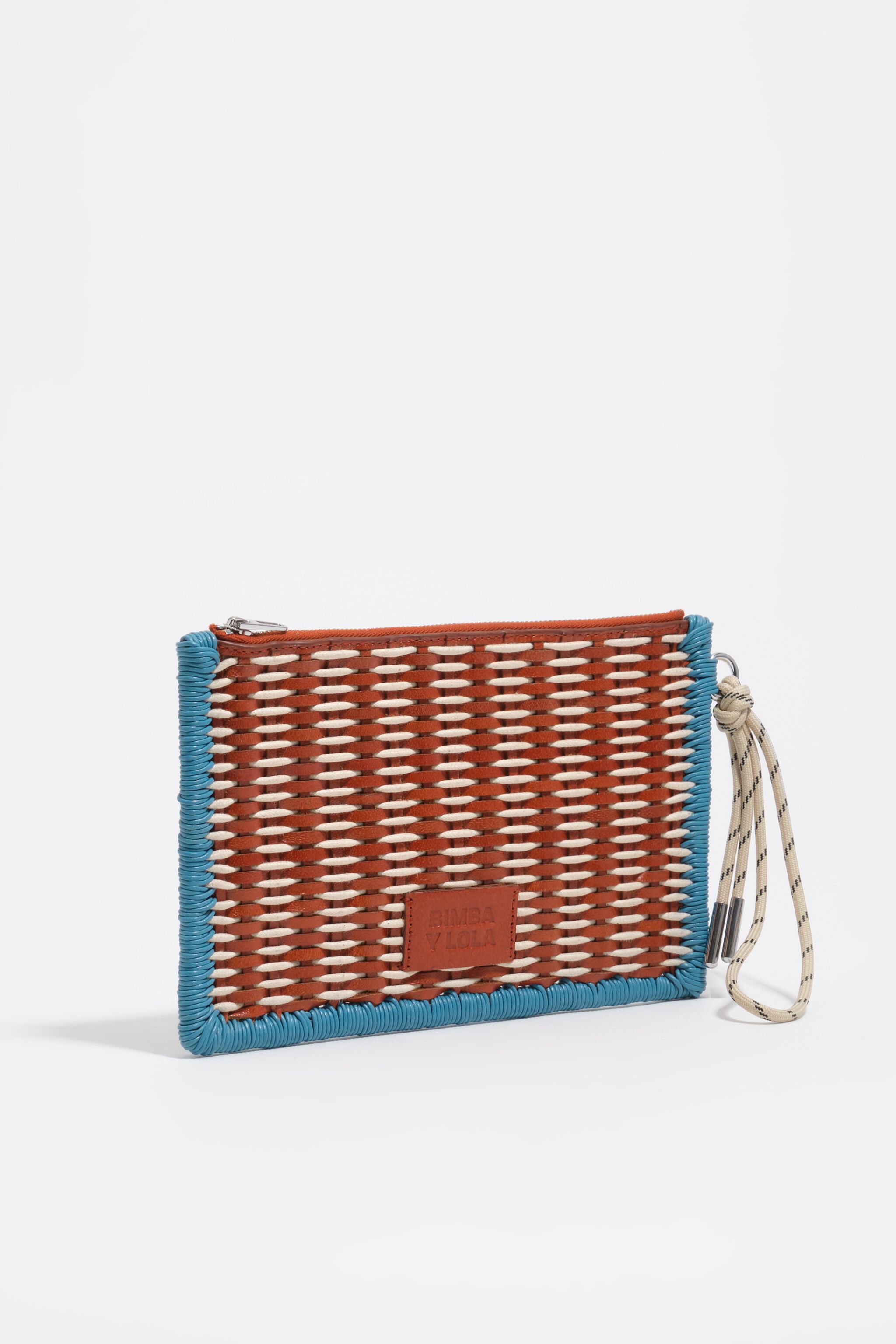 Braun mittelgroße Leder-Reißverschluss-Clutch