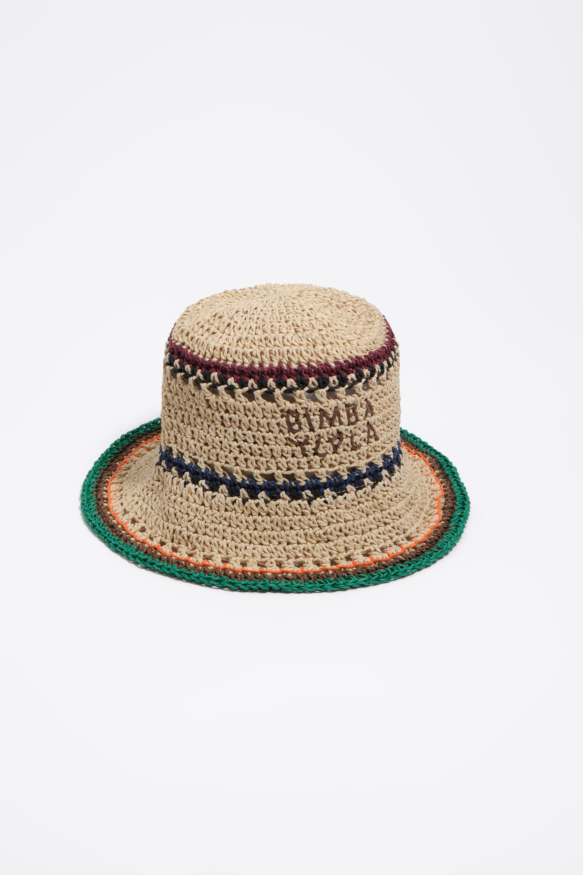 Natürlicher und mehrfarbiger Streifenpapier-Raffia-Hut