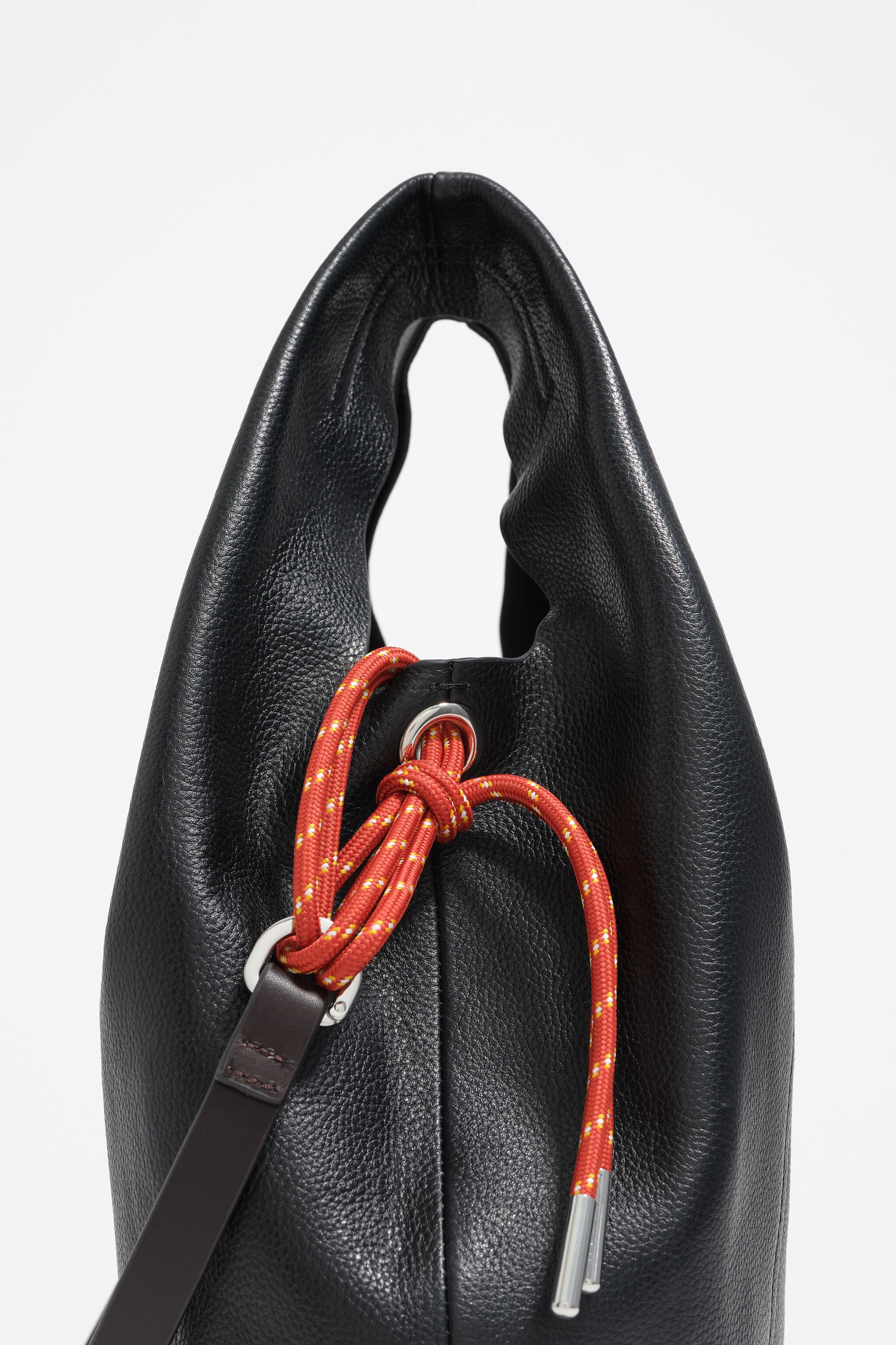 Medium schwarze Leder-Papiertasche