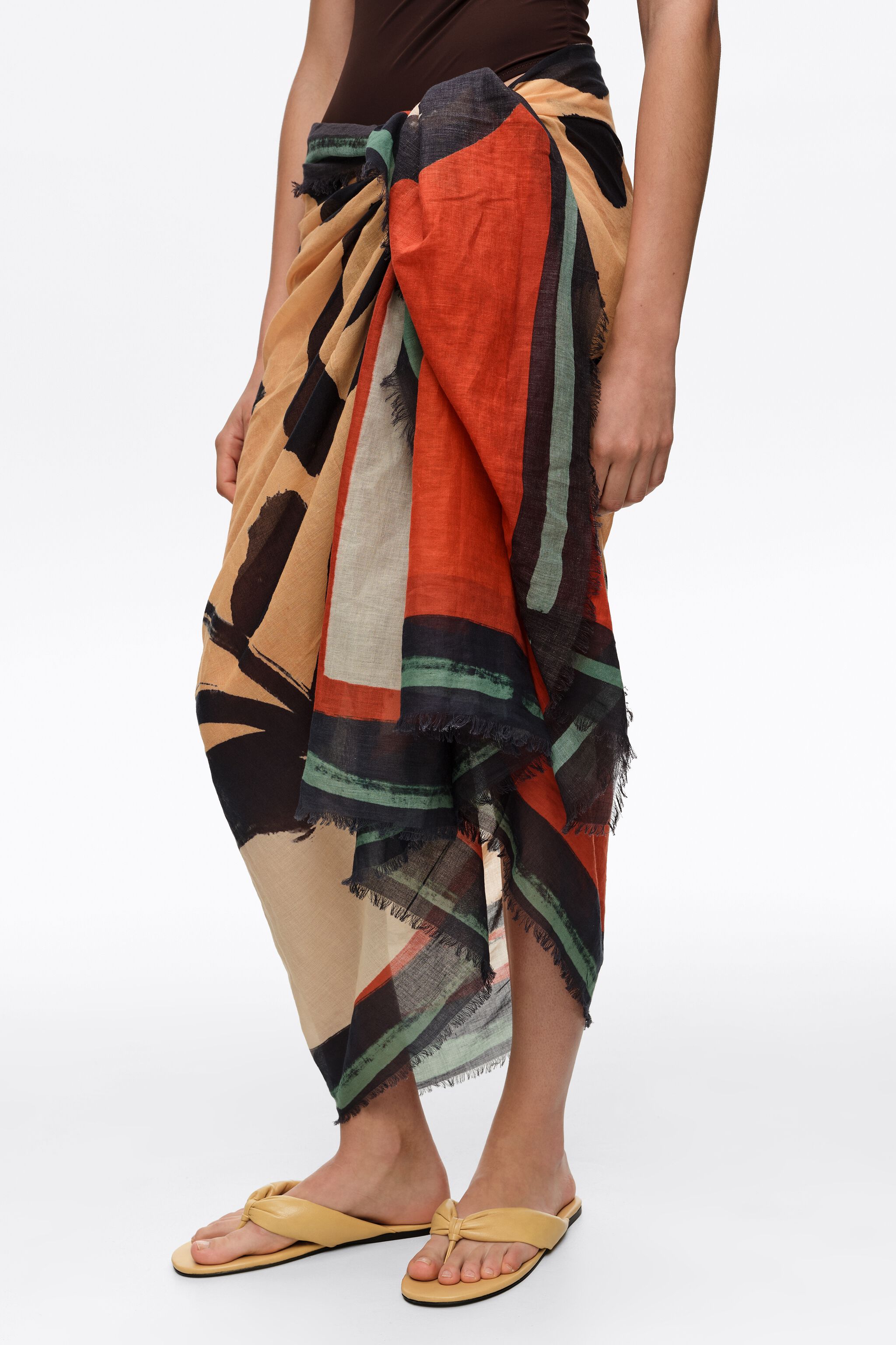 Gewaschener Baumwoll-Sarong mit Muschel-Design