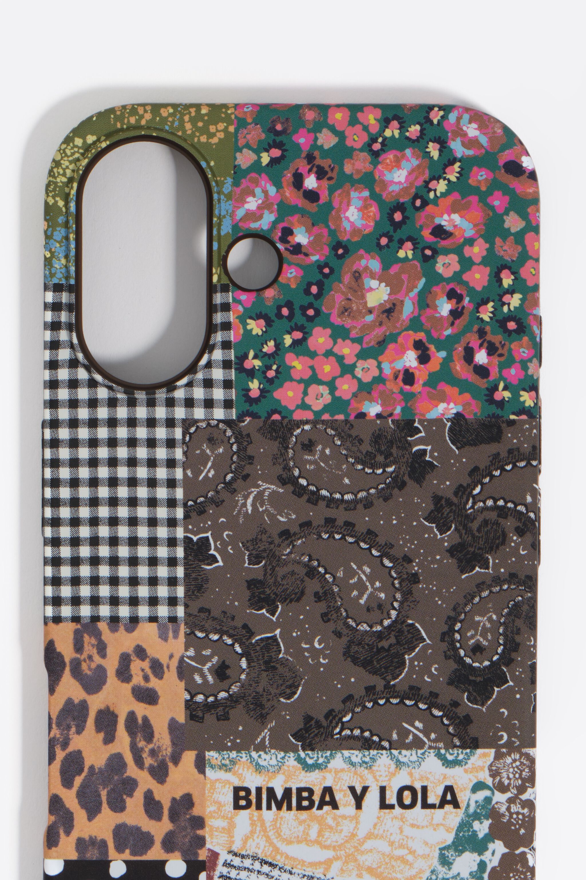 Patchwork-Handyhülle aus Polyurethan für iPhone 16