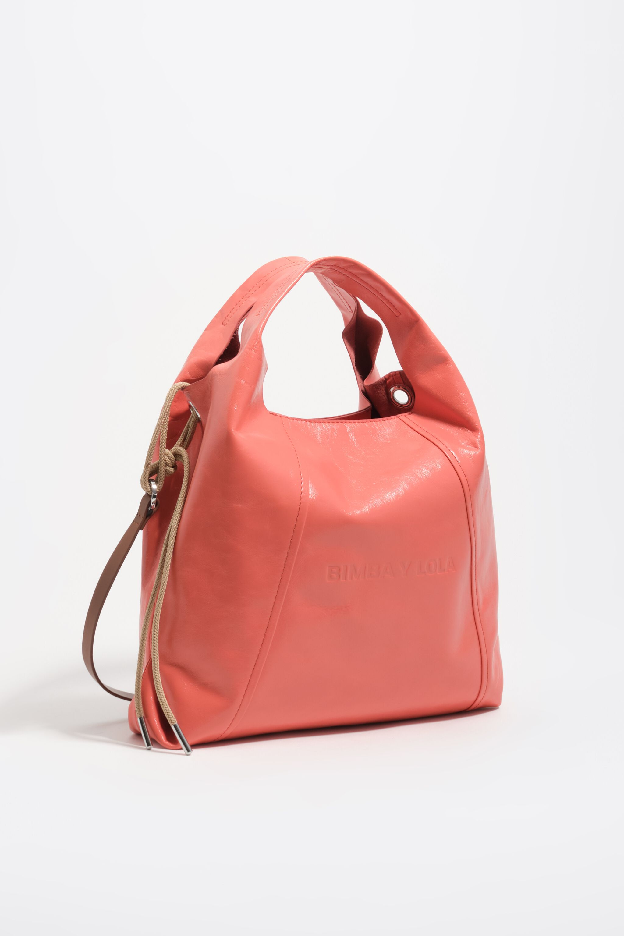 Medium korallenfarbener Leder-Papiertasche