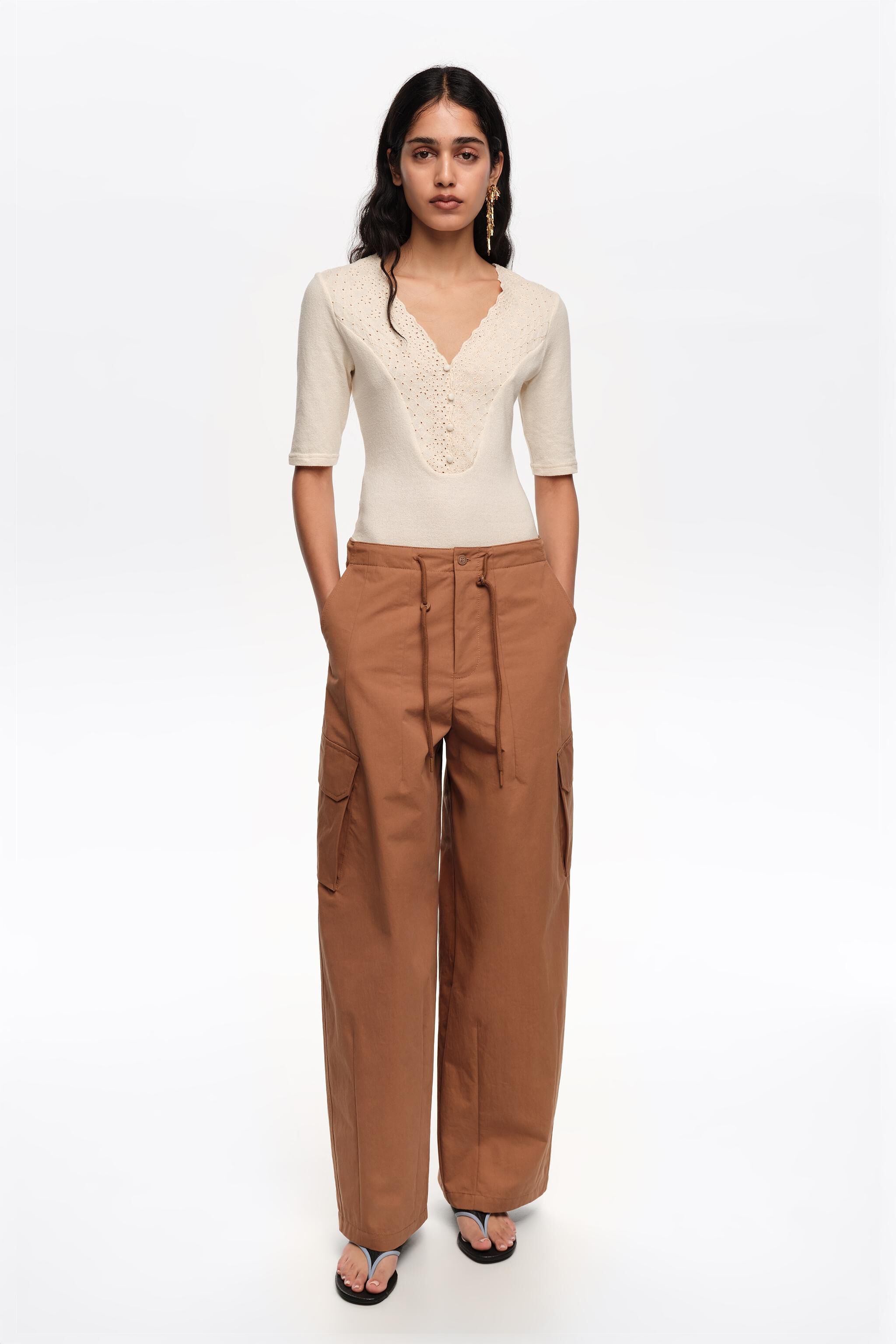 Helle braune Baumwoll-Cargo-Hosen