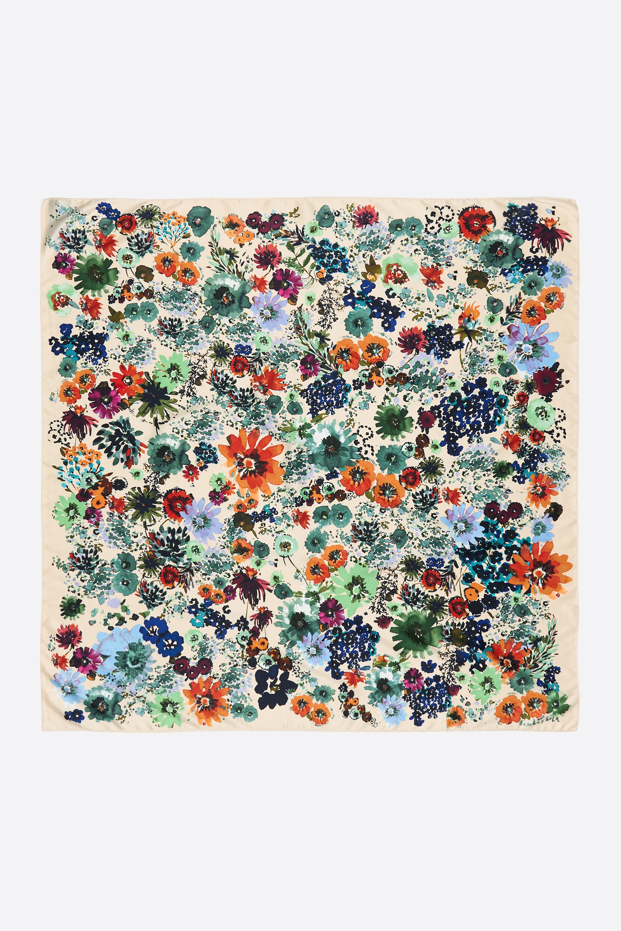 Wasserfarben-Blumen-Schal, Elfenbein