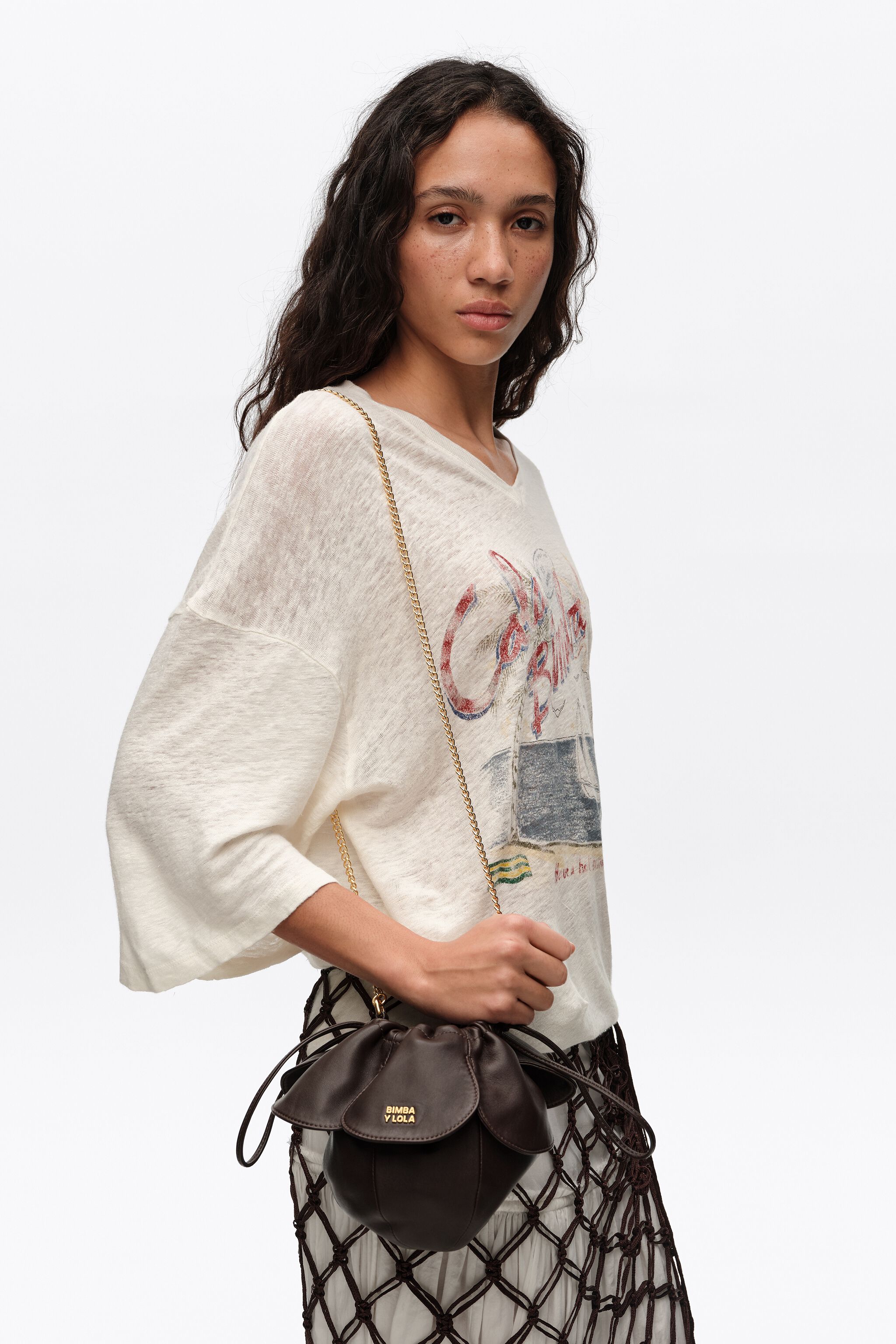 Ebony-Ledertasche Pétalo