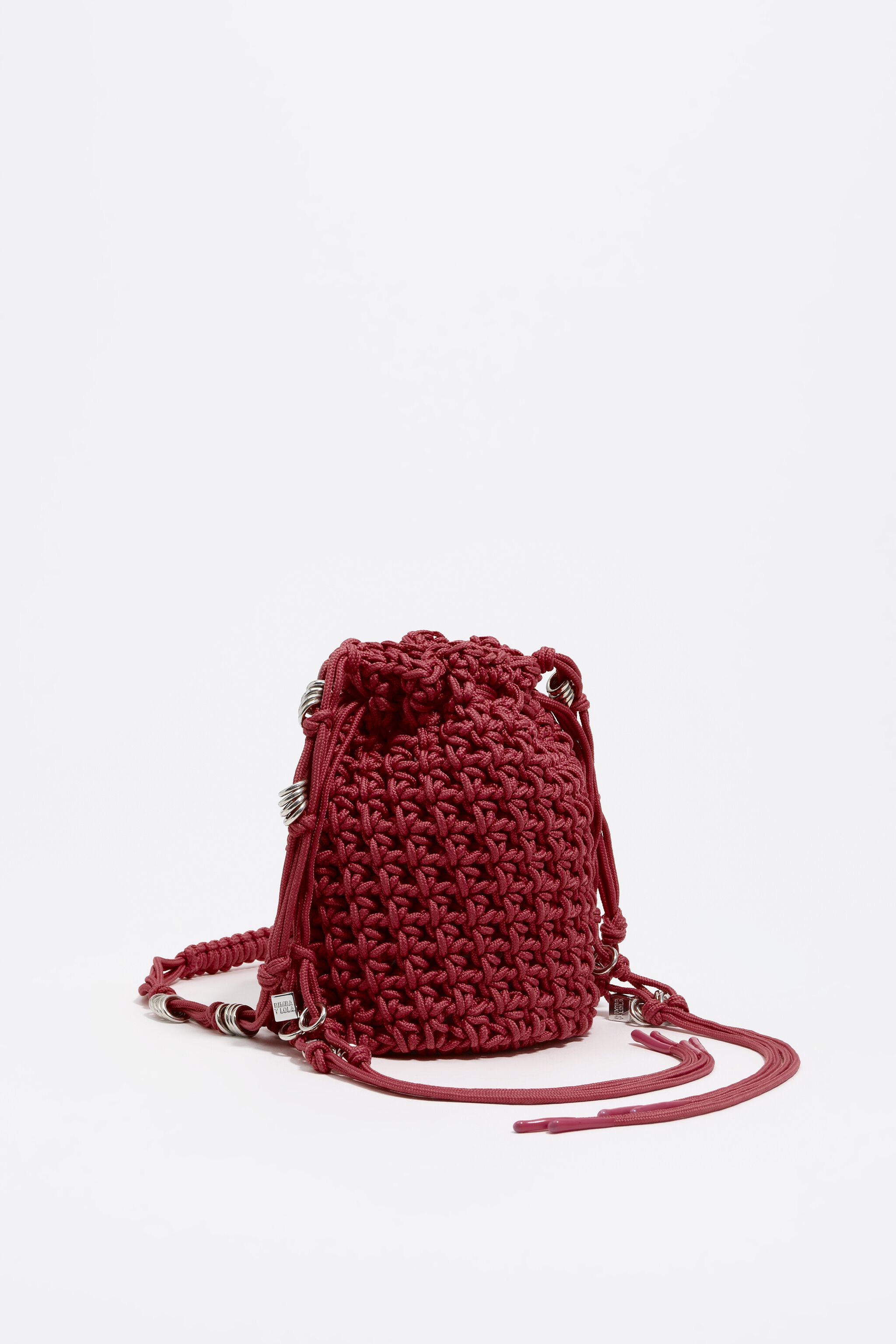 Garnet Mini geflochtene Crochet-Eimer-Tasche