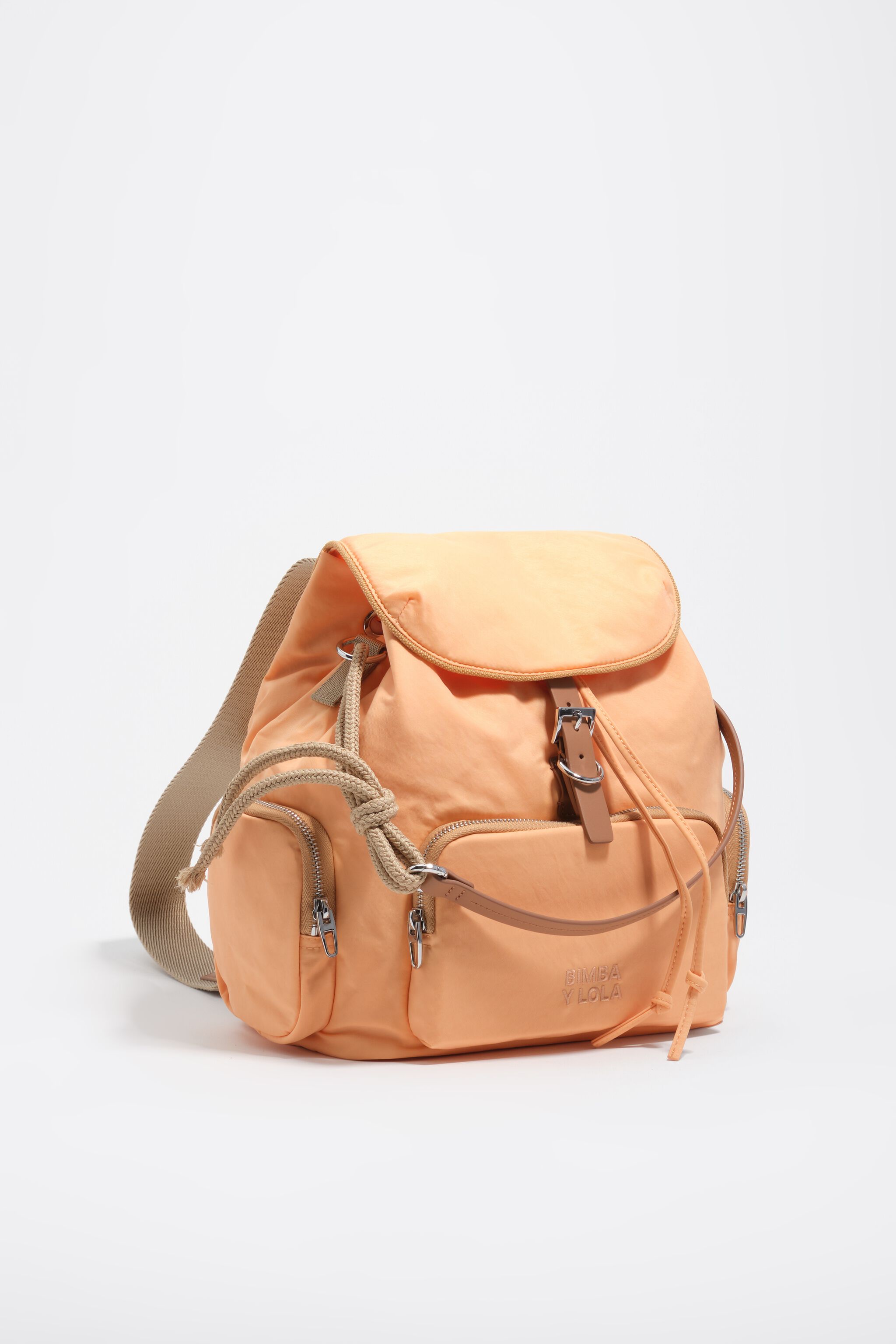Orangefarbenes Sorbet-Nylon-Pocket-Rucksack