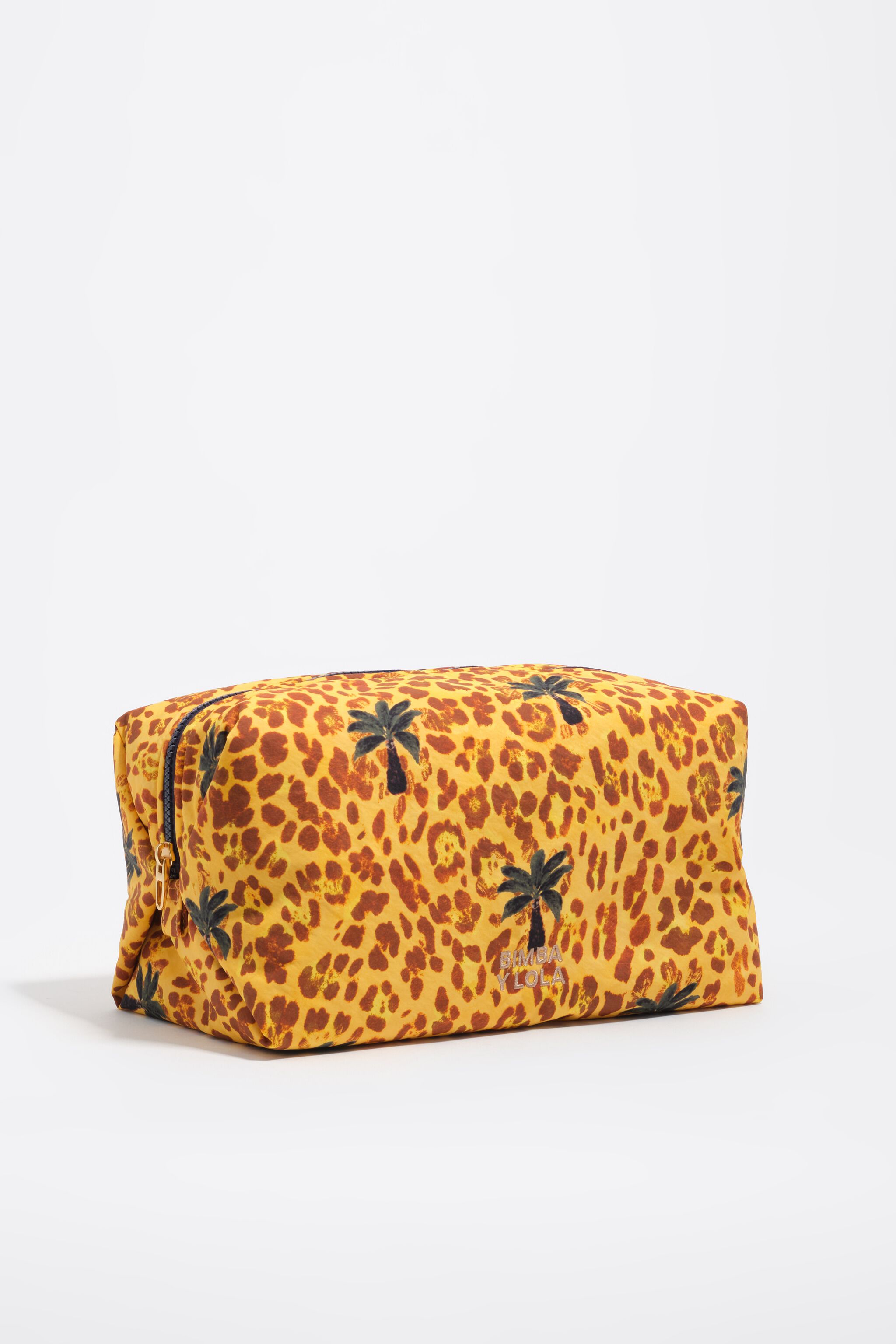 Große gelbe Leopard-Palmen-Nylon-Make-up-Case