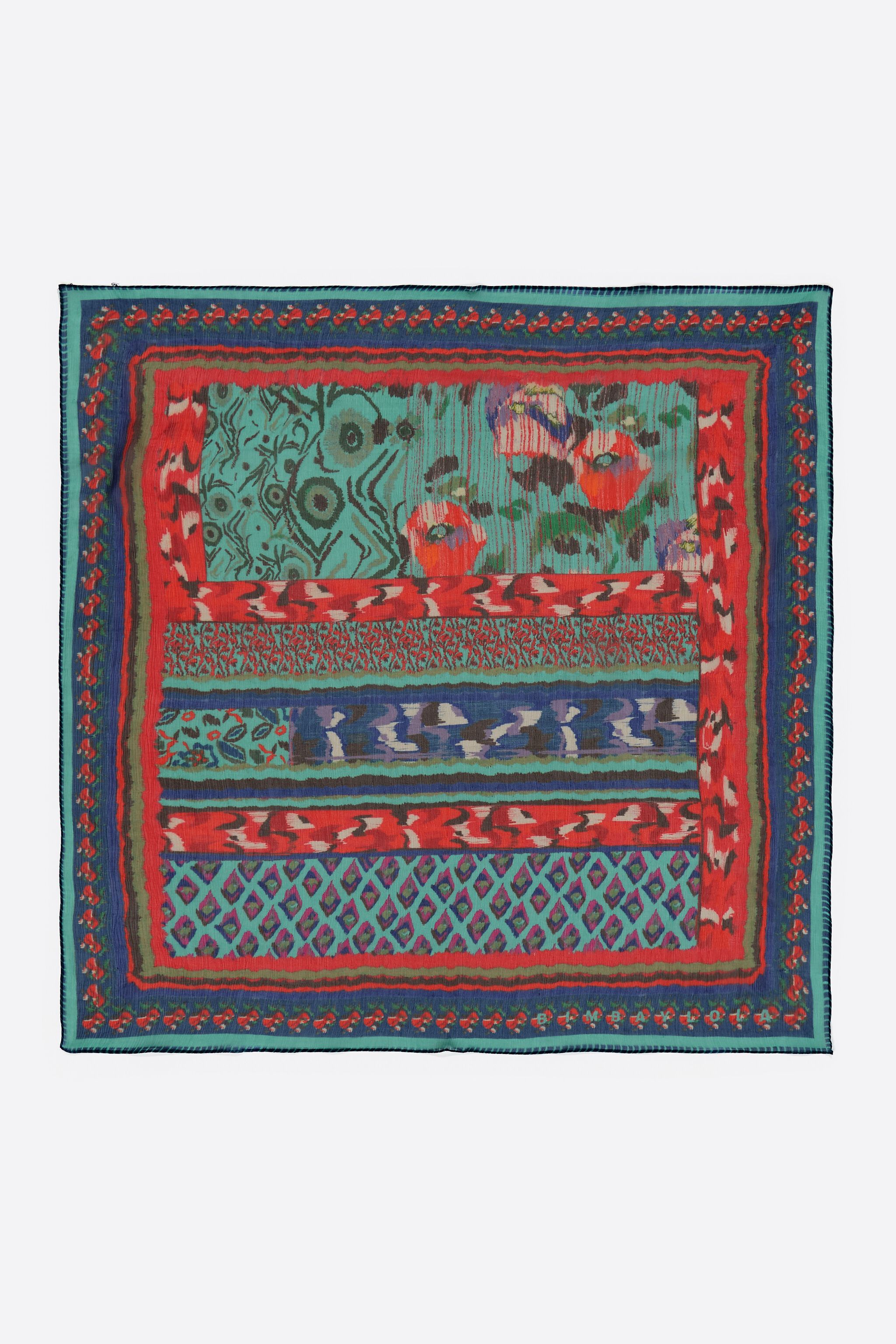 Rotes Ikat-Blumen-Streifen-Schal