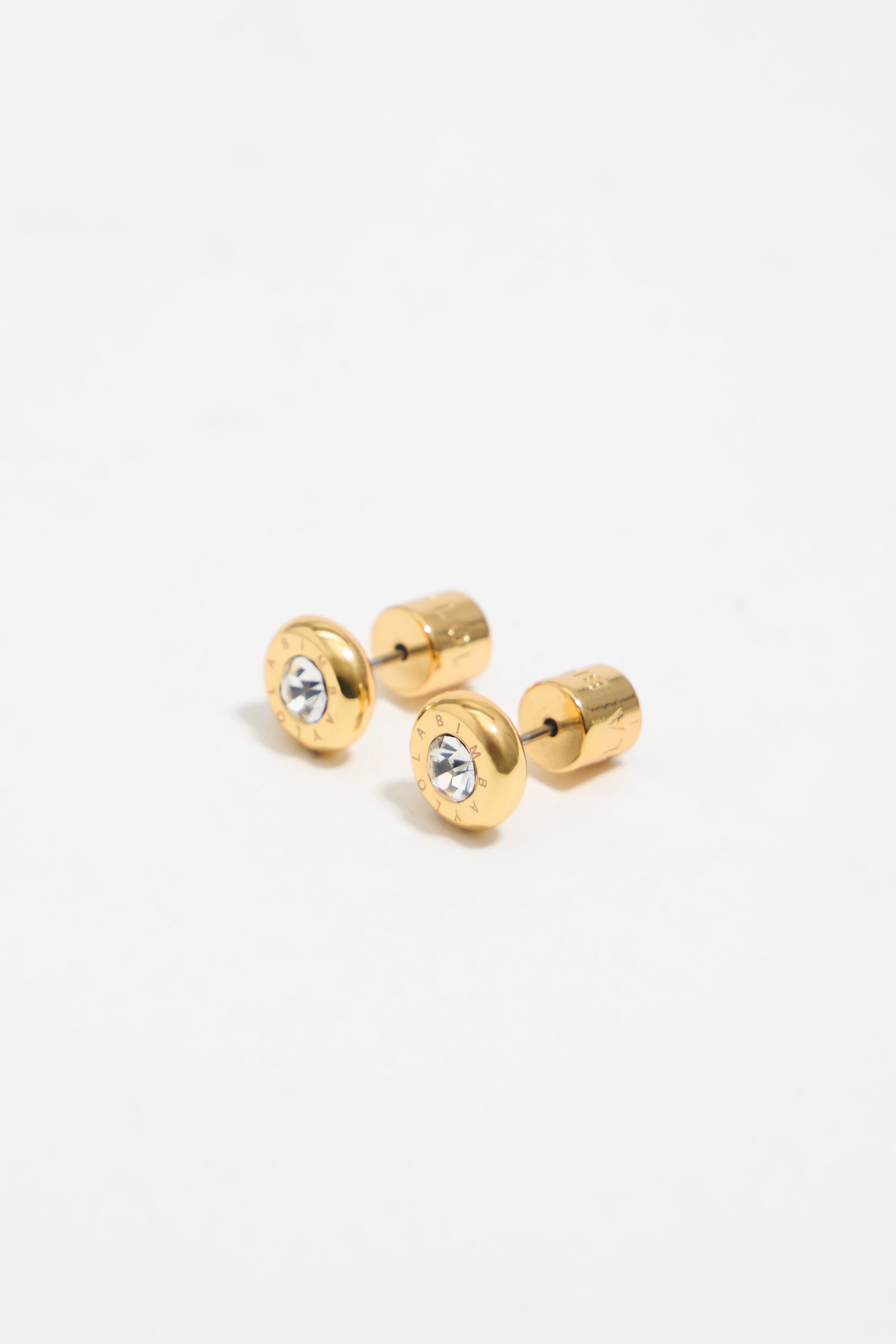 Gold-Logo- und Kristall-Ohrstecker