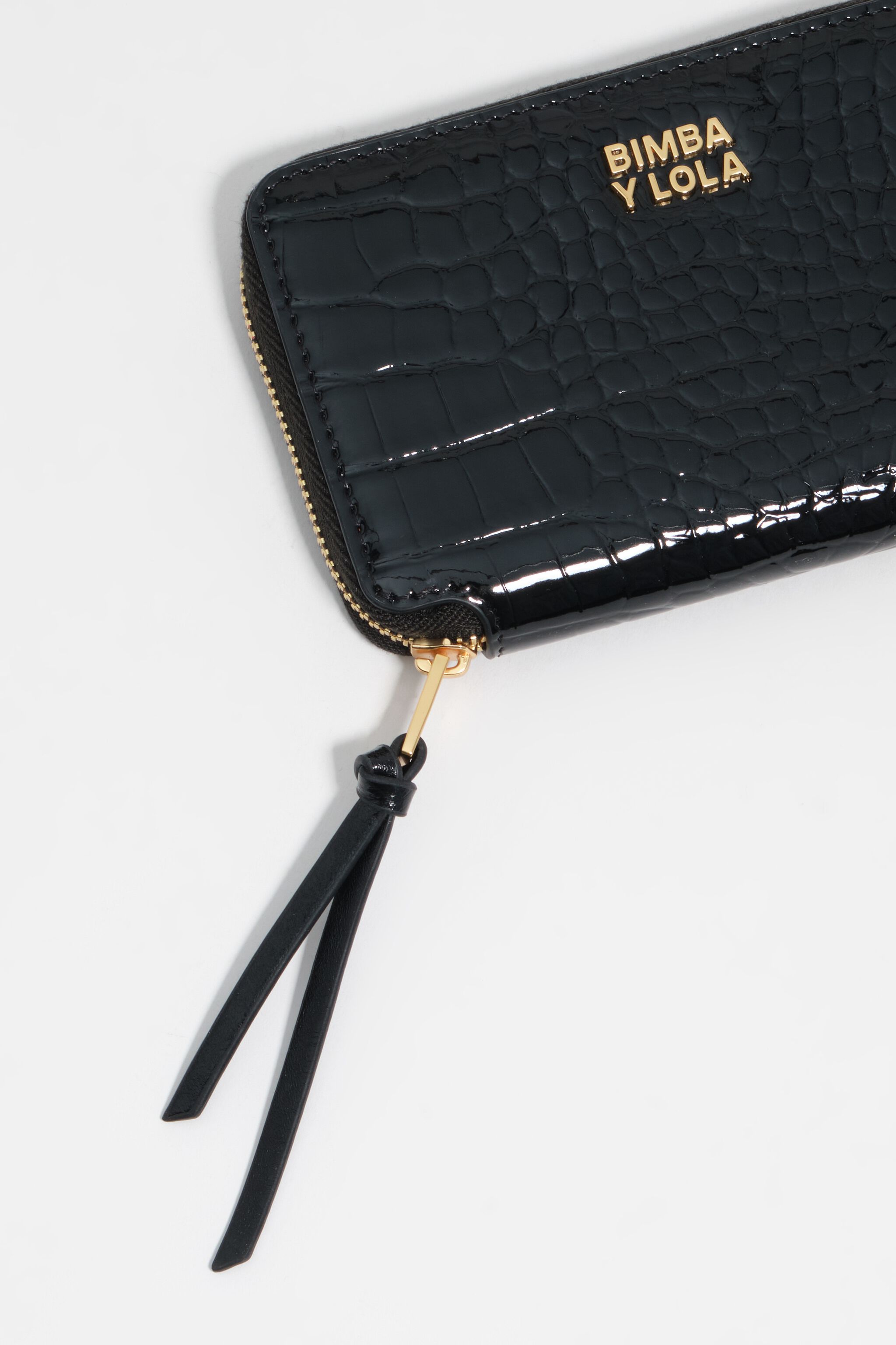 Schwarze geprägte Krokodilleder-Handtasche