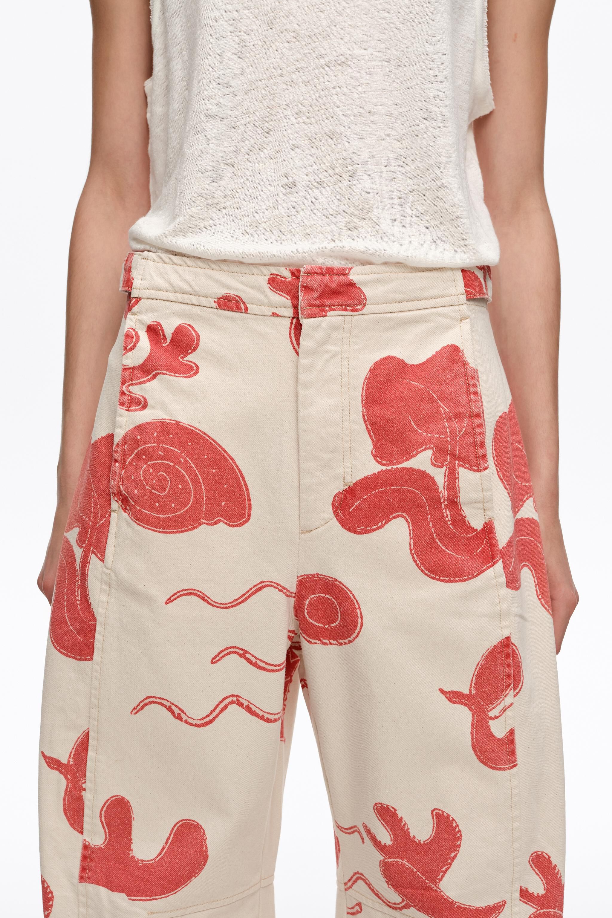BARREL - Jeans mit verstellbarem Bund in Sandrot