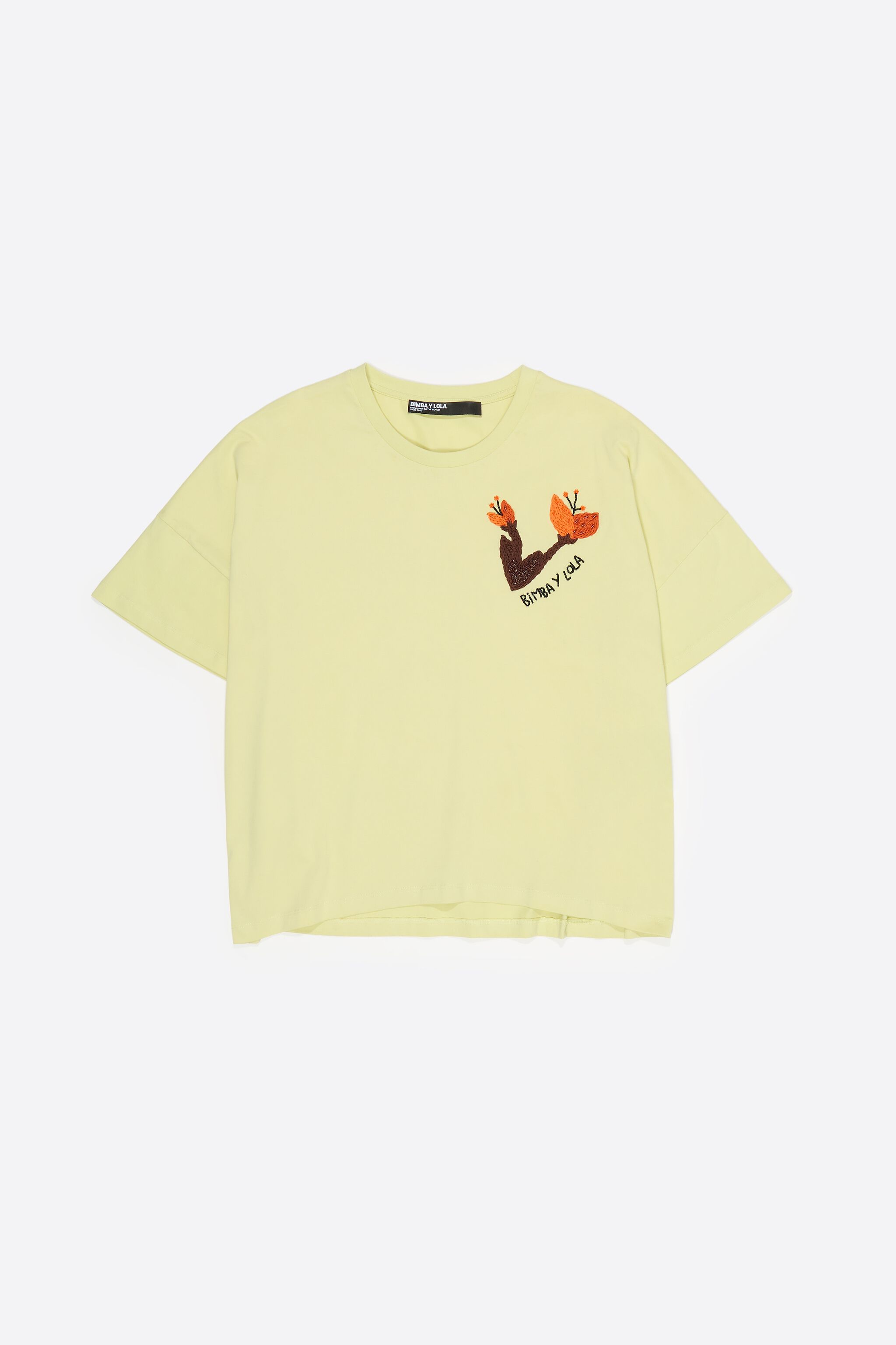 Lime-Handbesticktes-Logo-T-Shirt