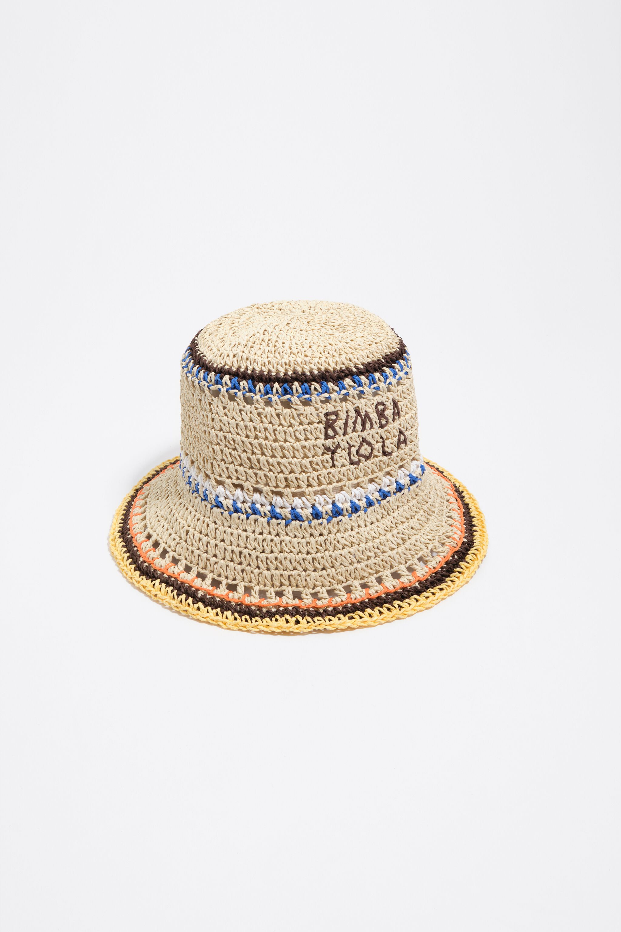 Natürlicher und mehrfarbiger Streifenpapier-Raffia-Hut