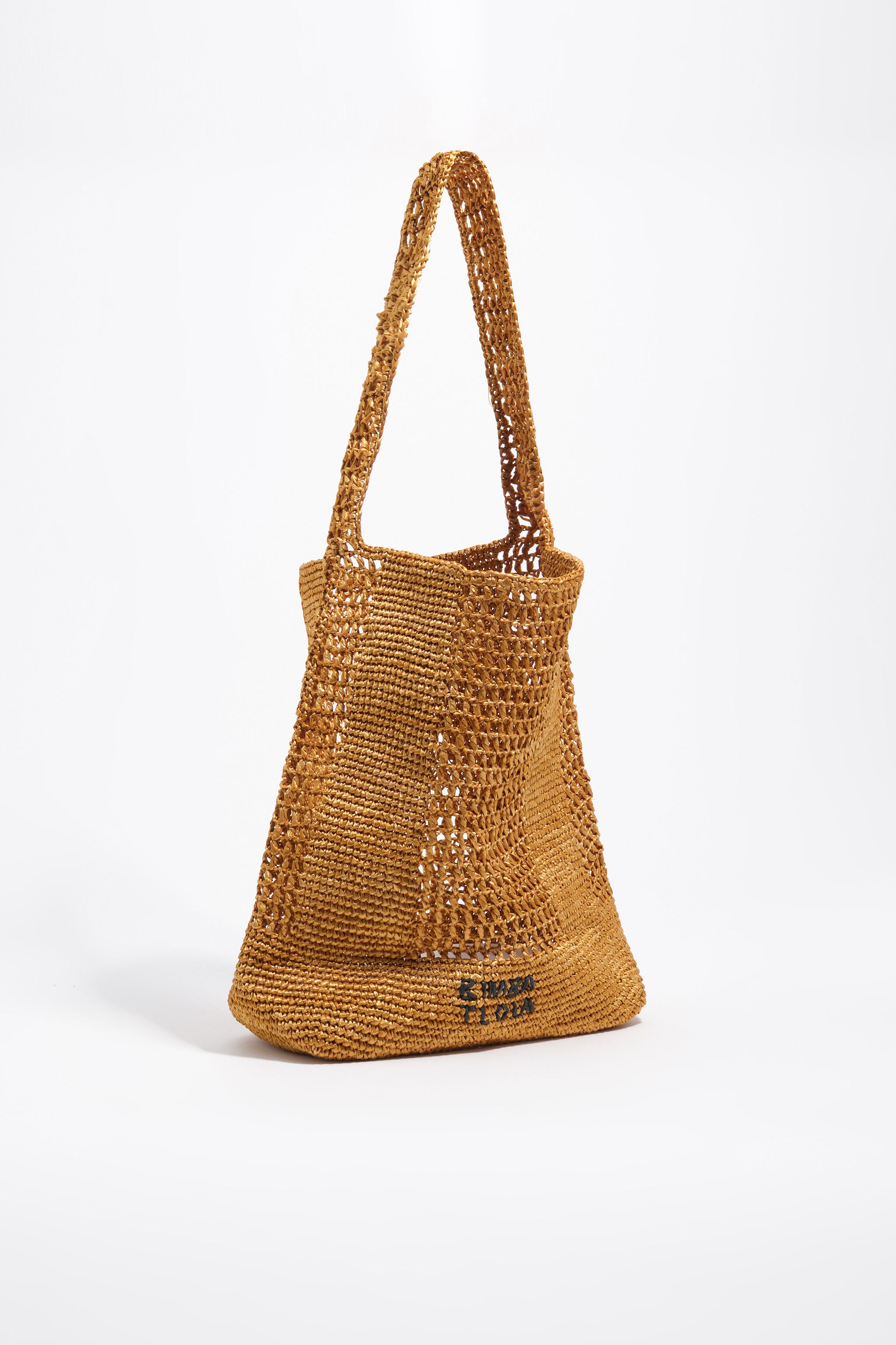 Große goldene Schultertasche