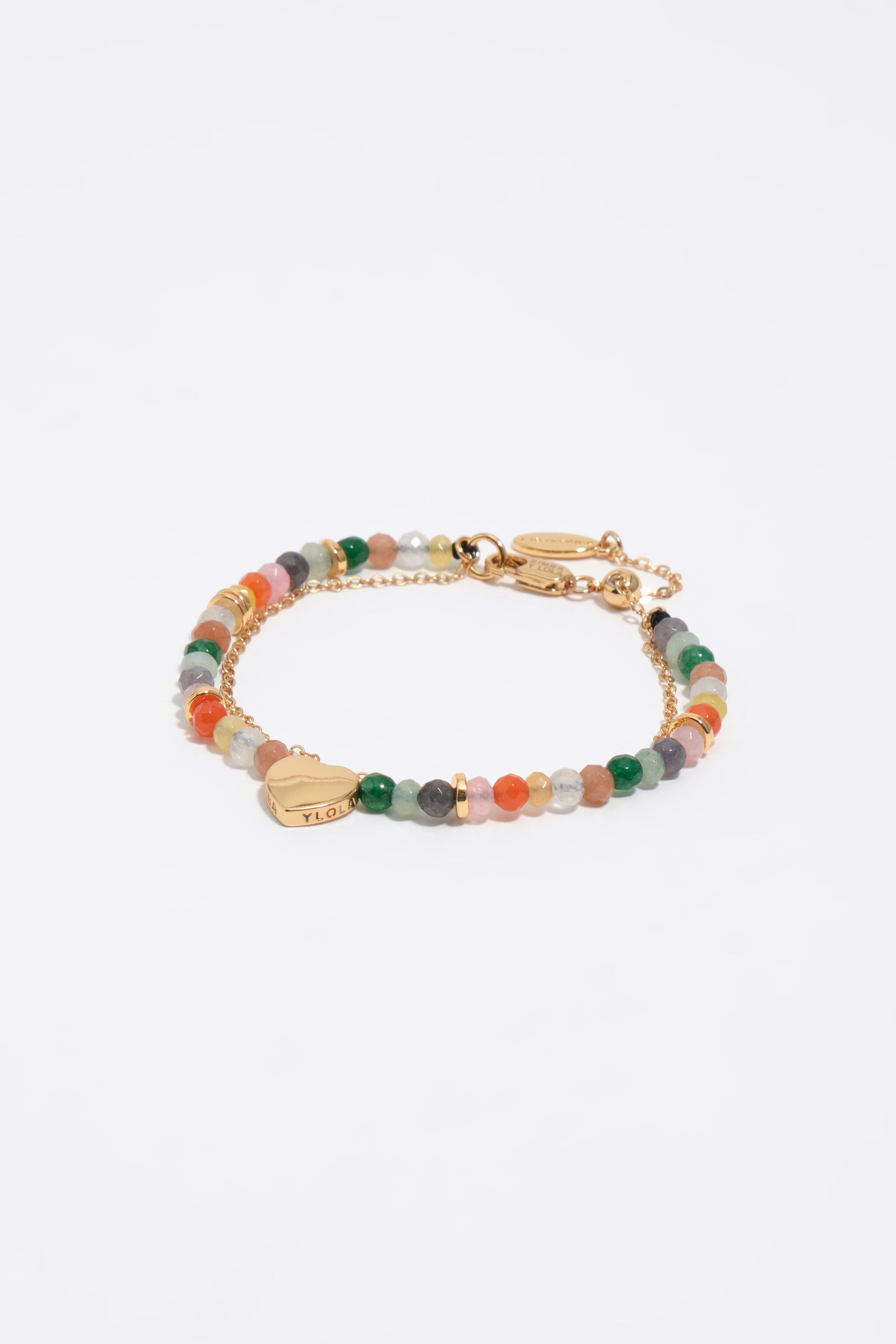 Steine und Herz Gold-Doppelarmband