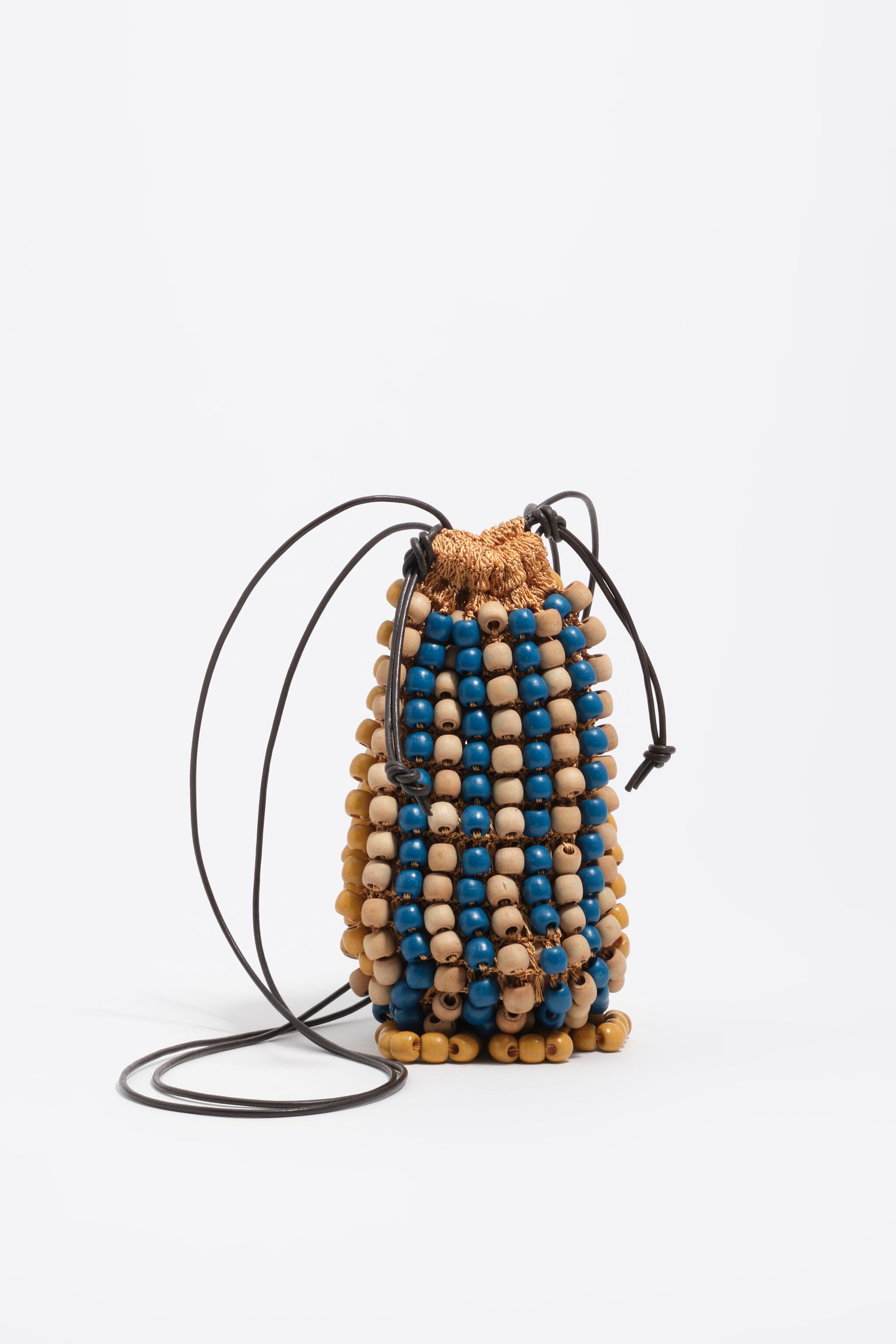Blaue Mini-Tasche aus Strick