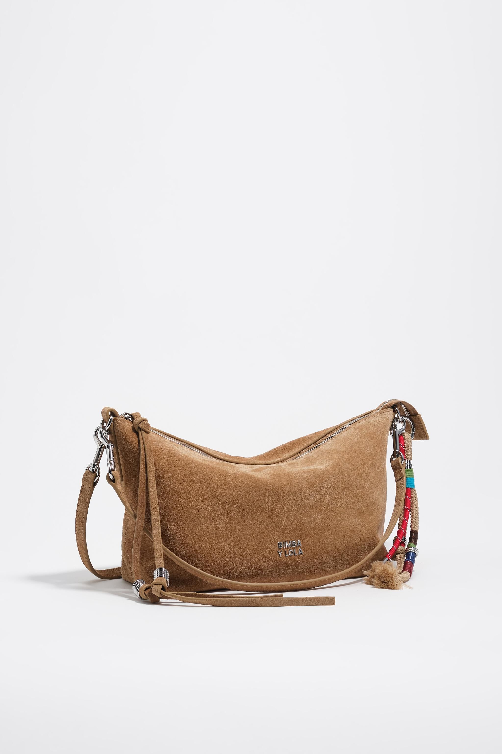 Medium natürliche Wildleder-Trapecio-Tasche