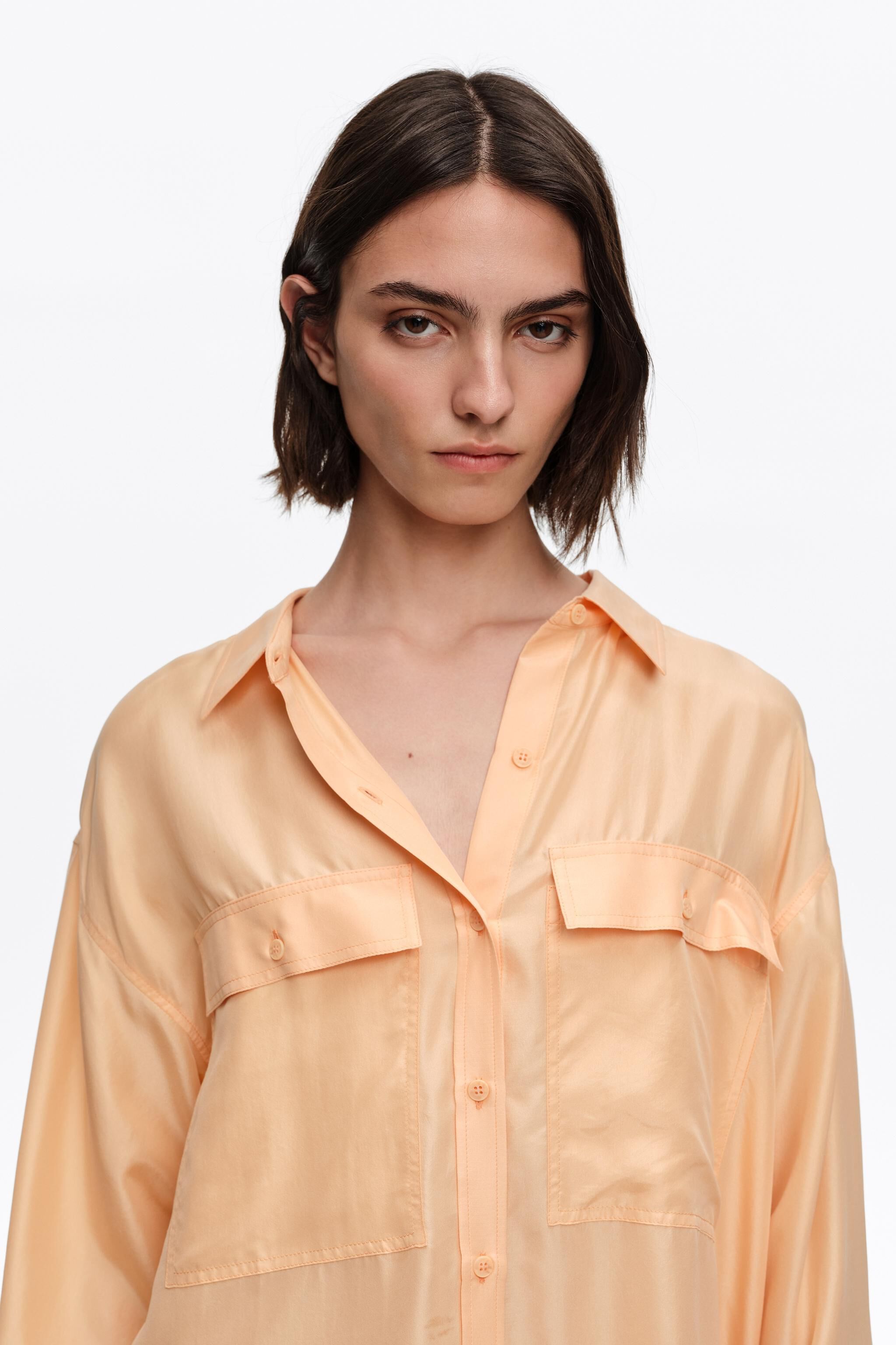 Helle Orange Seiden-Overshirt