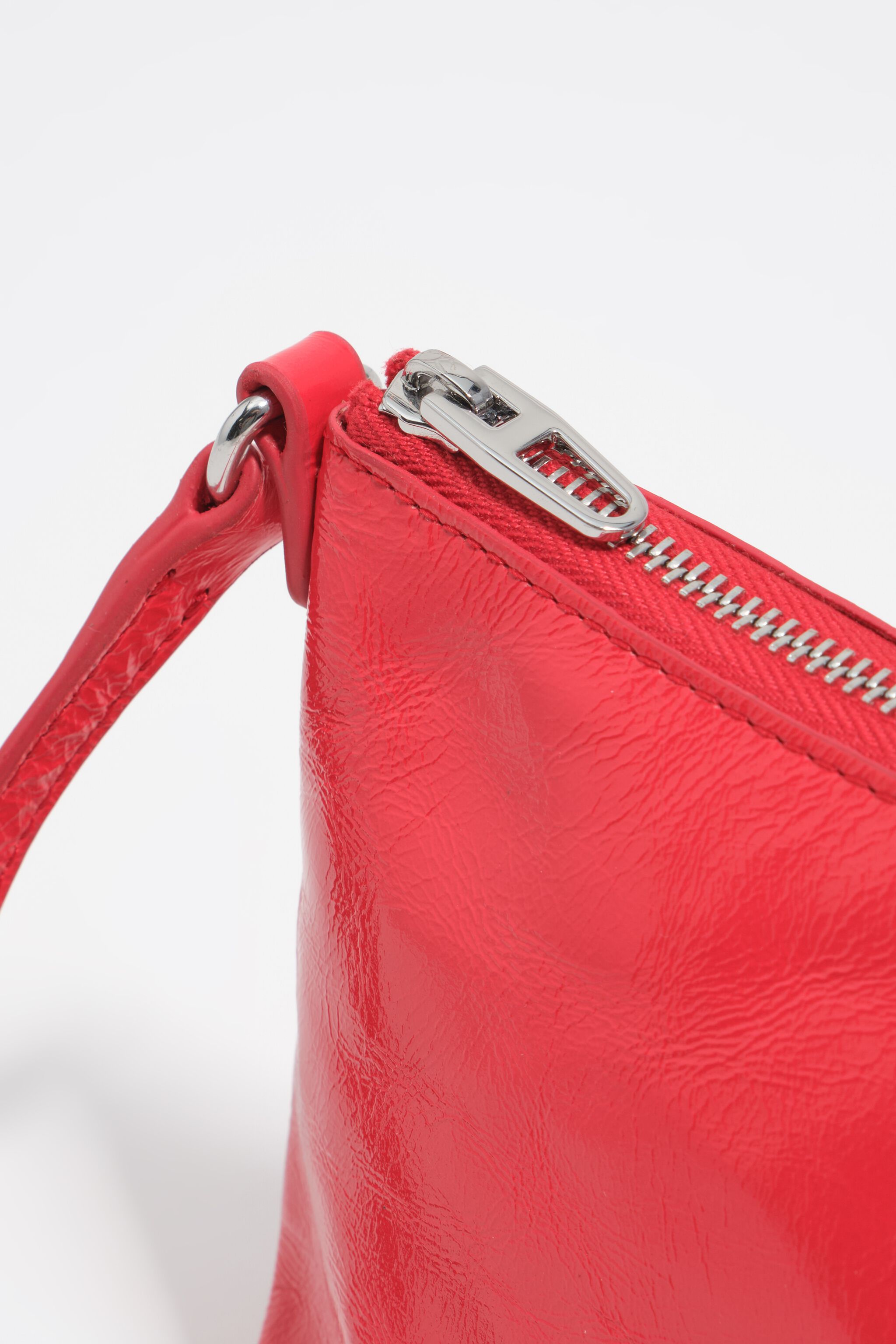 Mini-acidrot glänzende Leder-Kreuzschultertasche
