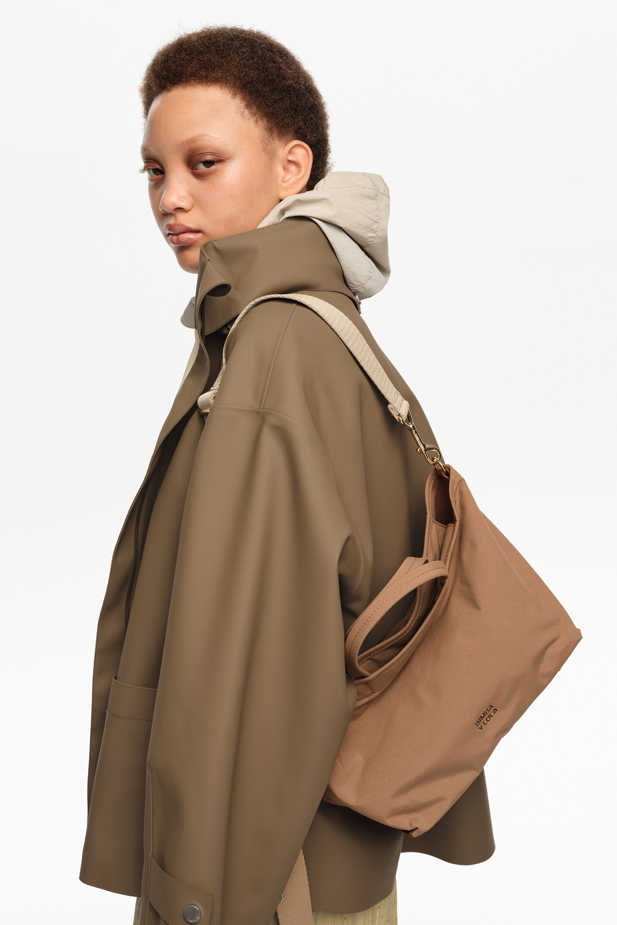 Medium Walnuss-Gabardine-Einkaufstasche