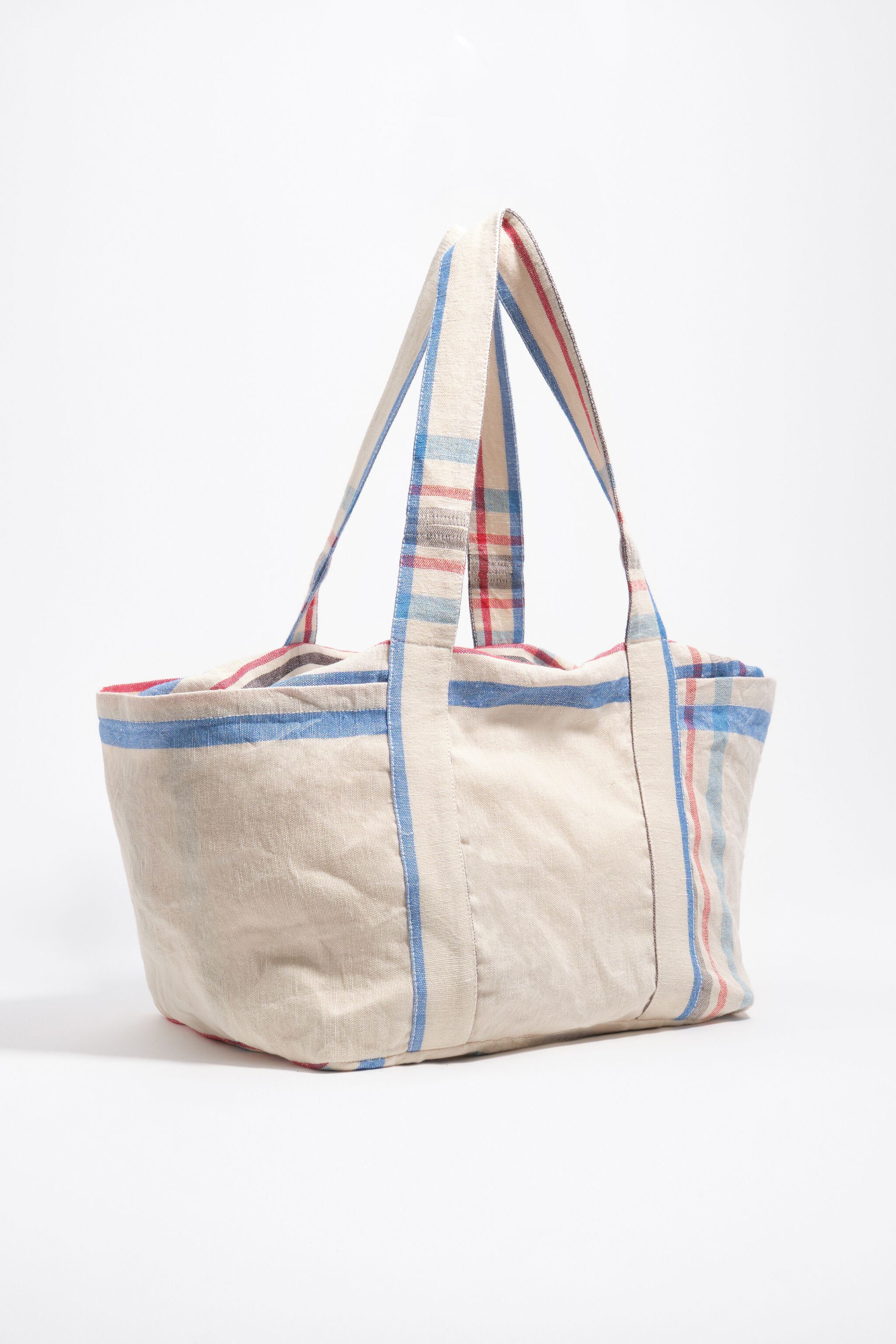 Ecru Leinen Maxi-Tasche