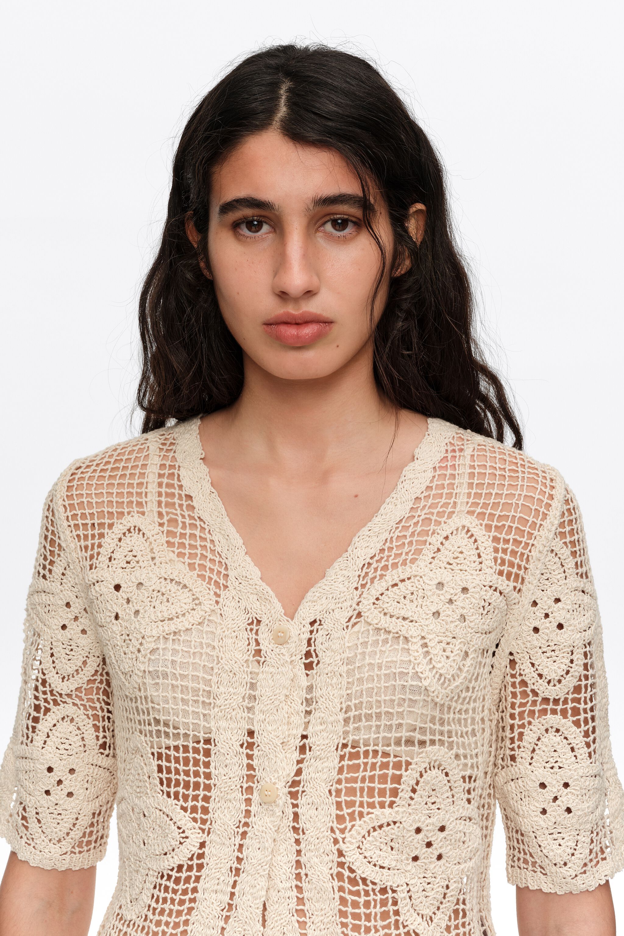 Strickjacke mit offenem Muster