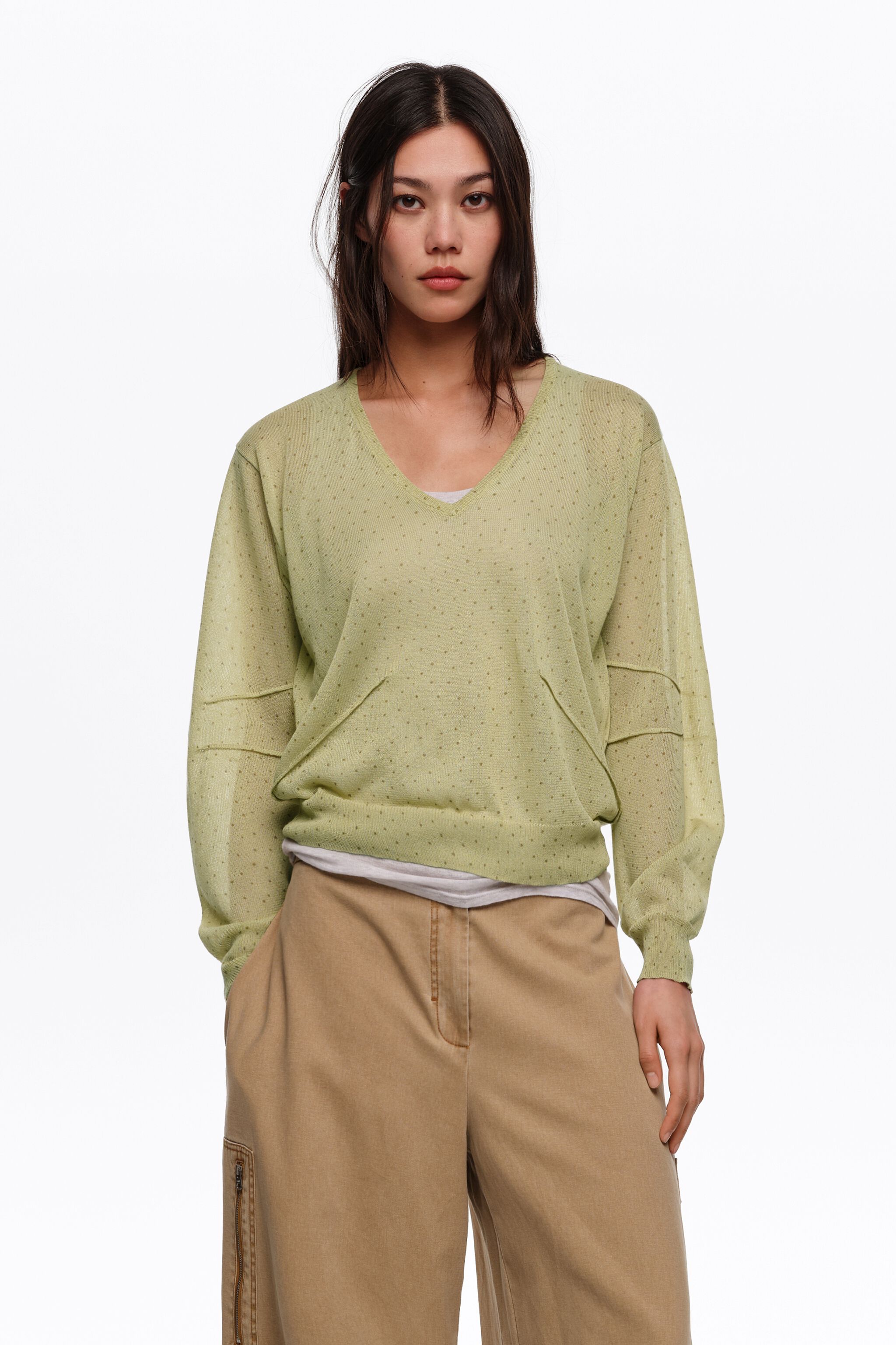 Olive mini Dots Strickpullover