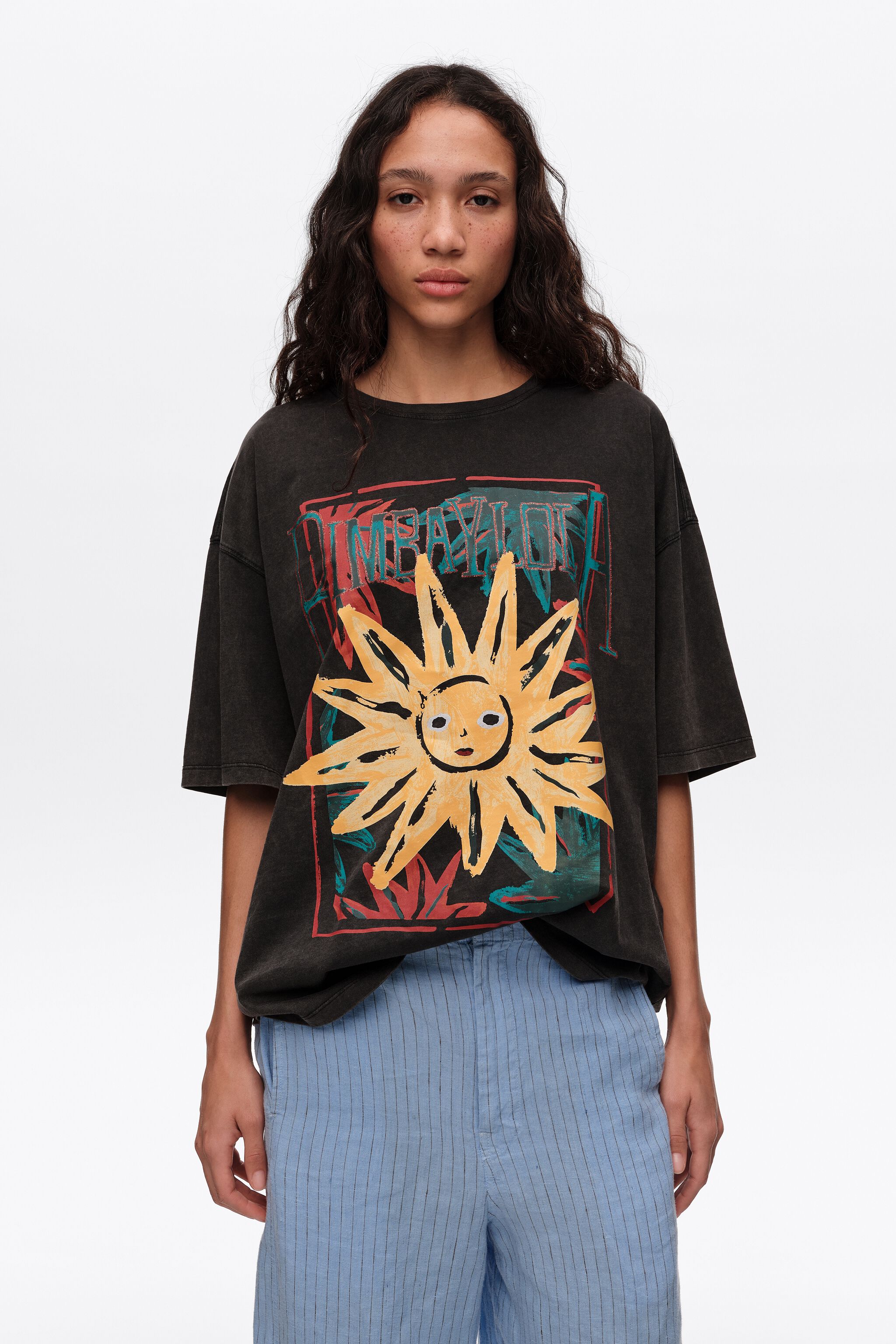 T-Shirt mit schwarzem Sun-Logo