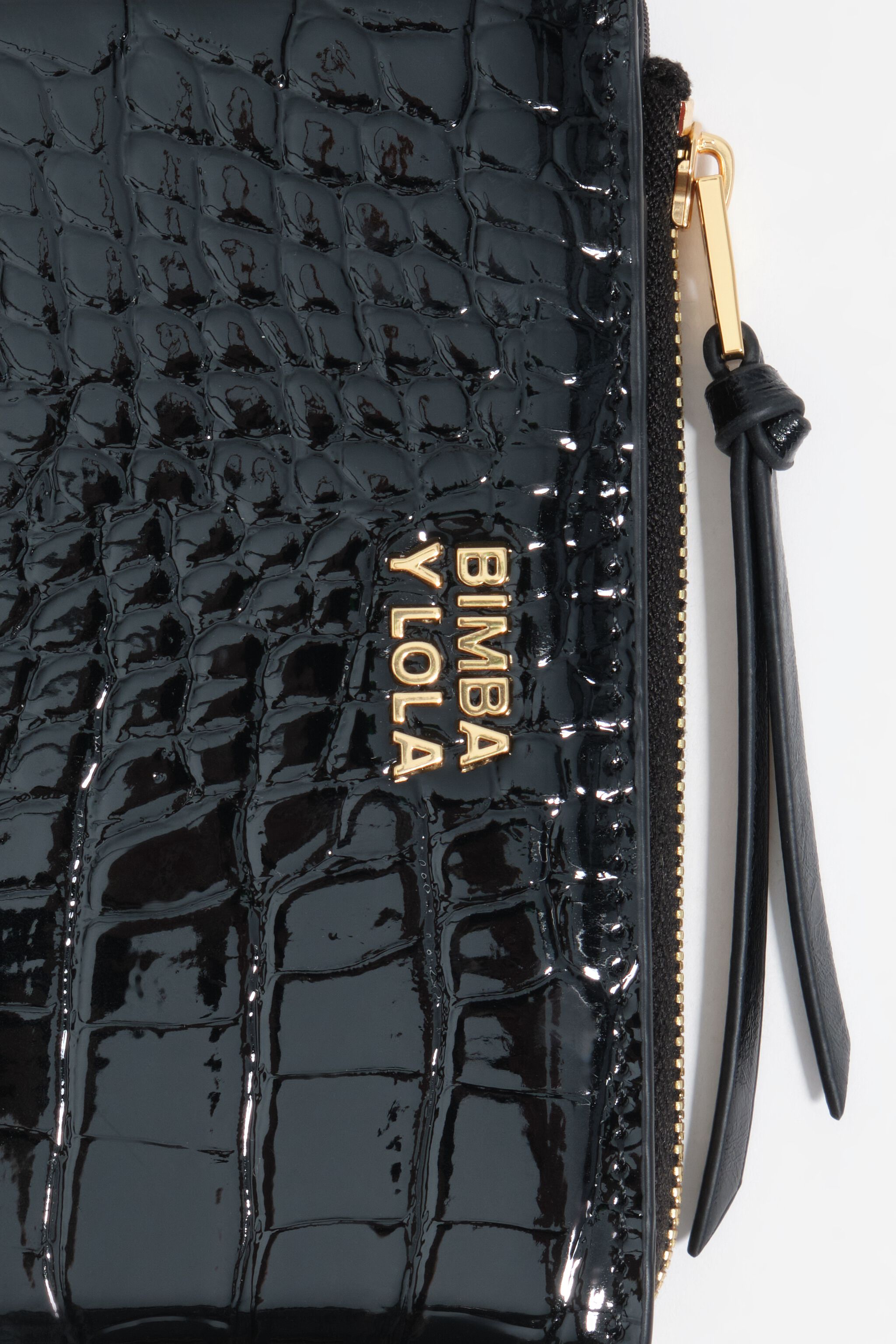 Schwarze Mock-Croc-Geldbörse