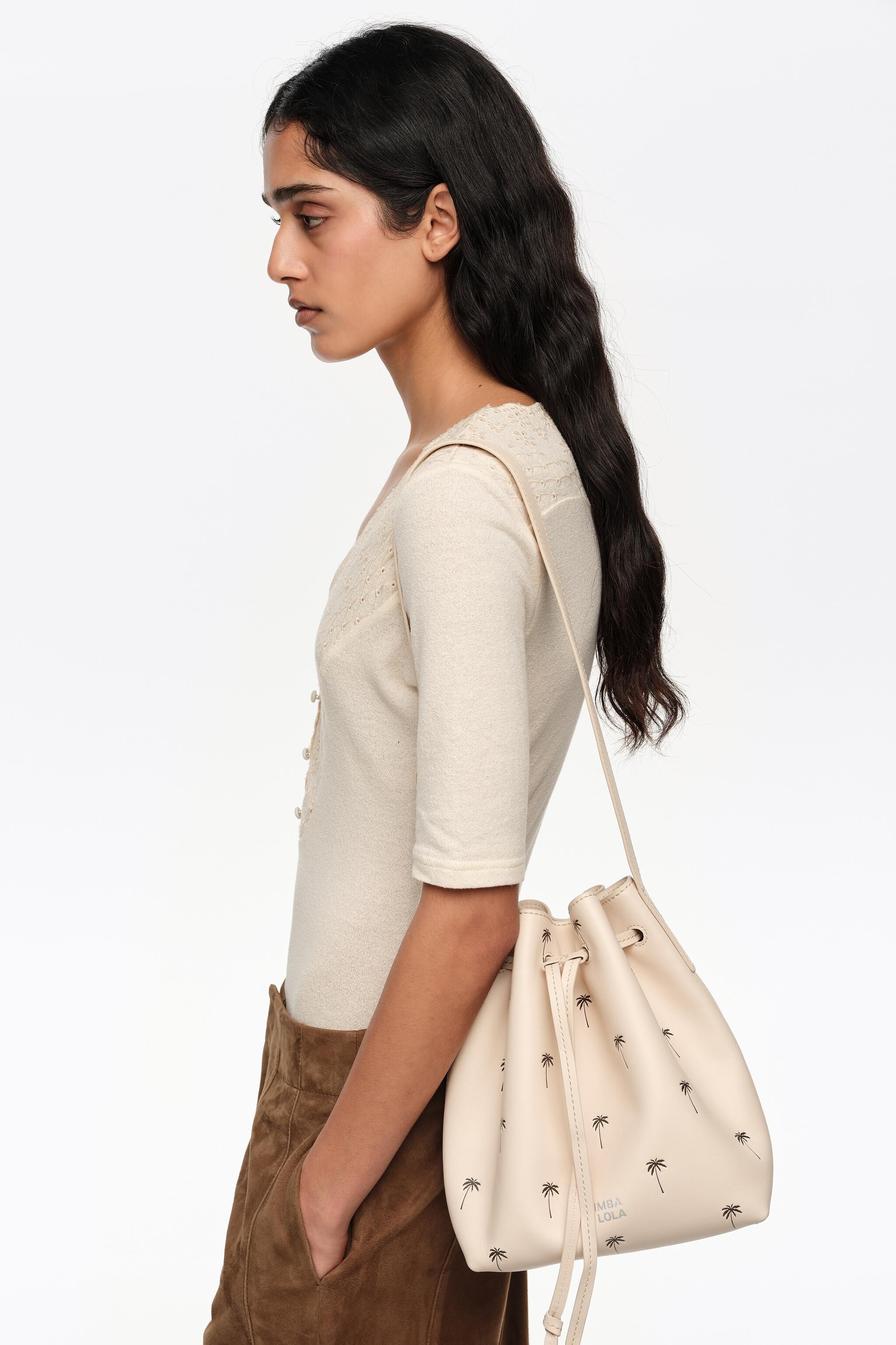 Große Palmen-Leder-Handtasche Carlino