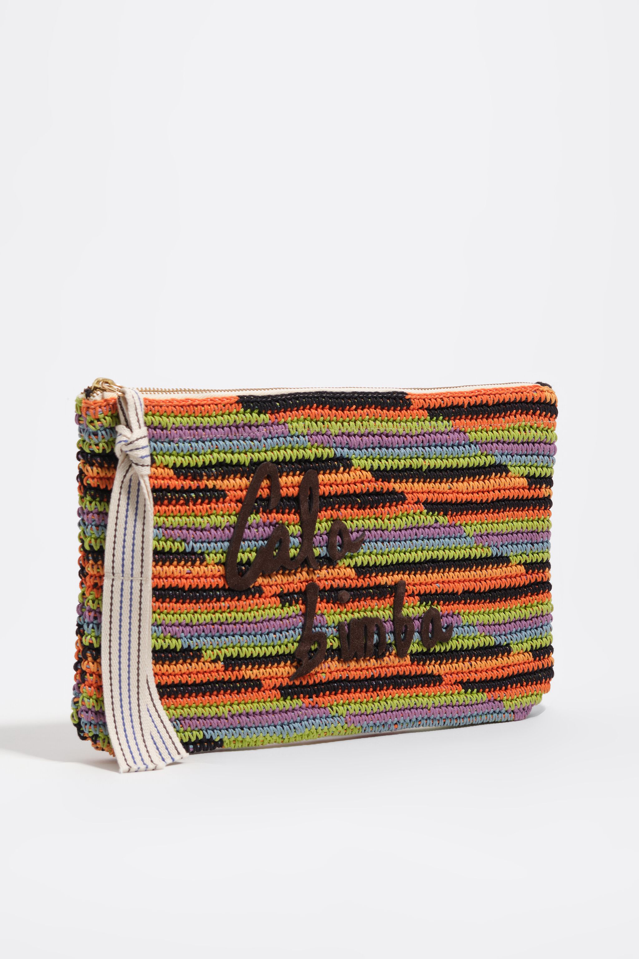 Große orange geflochtene Baumwollhandtasche