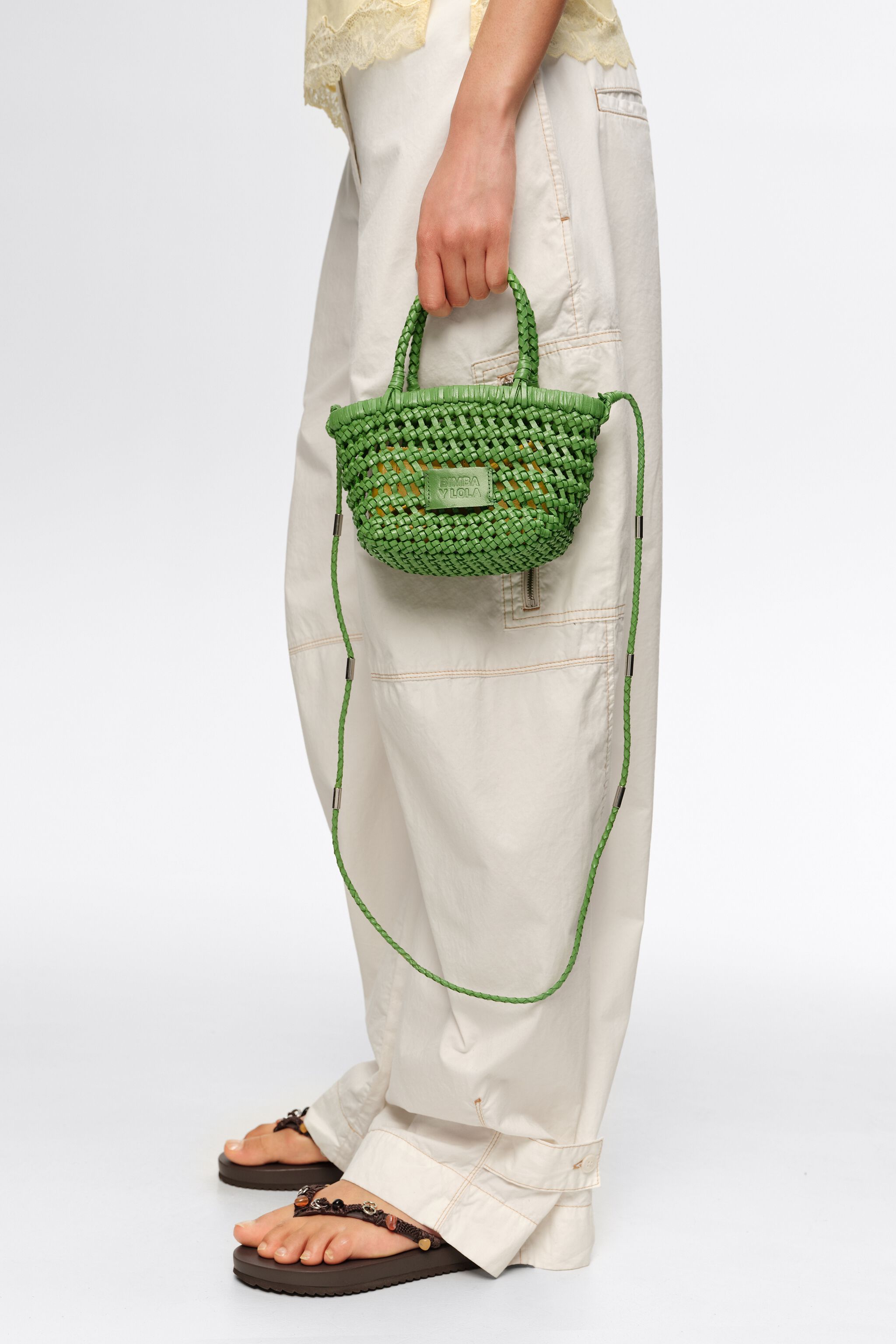 Mini Smaragd-Leder-Querträger-Tasche