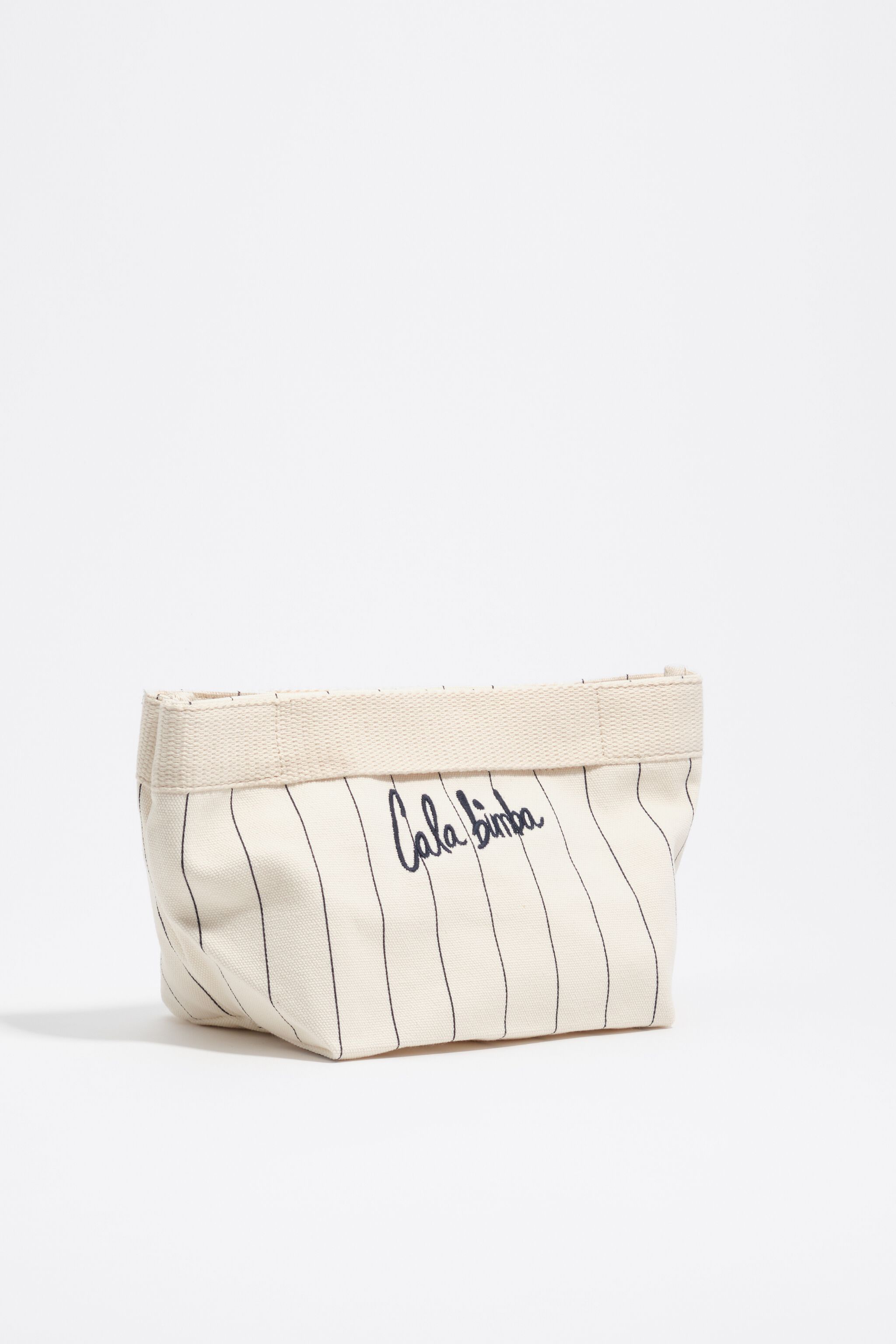 Große, beige Baumwoll-Make-up-Tasche