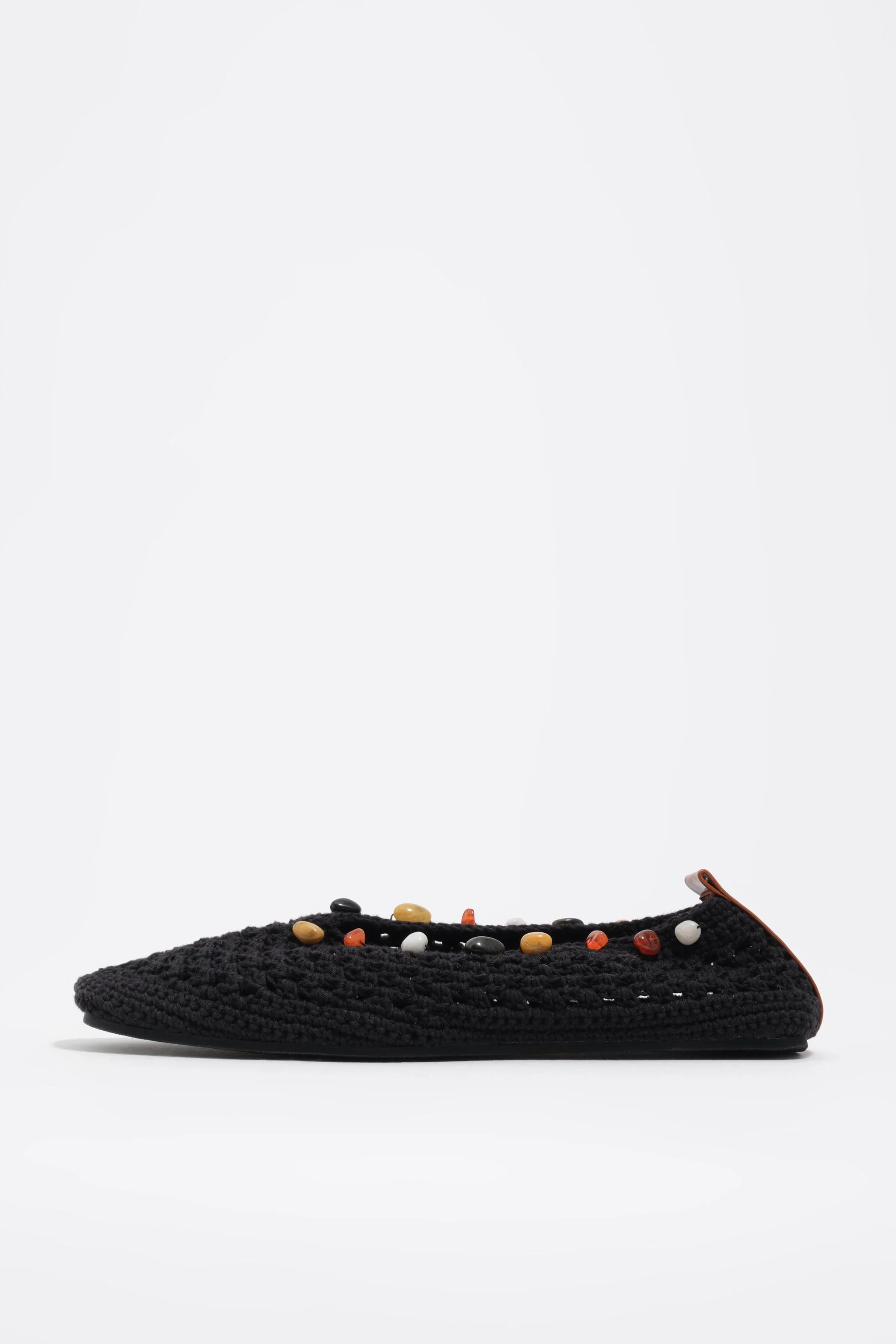 Schwarze Strick-Ballerina mit Steinen
