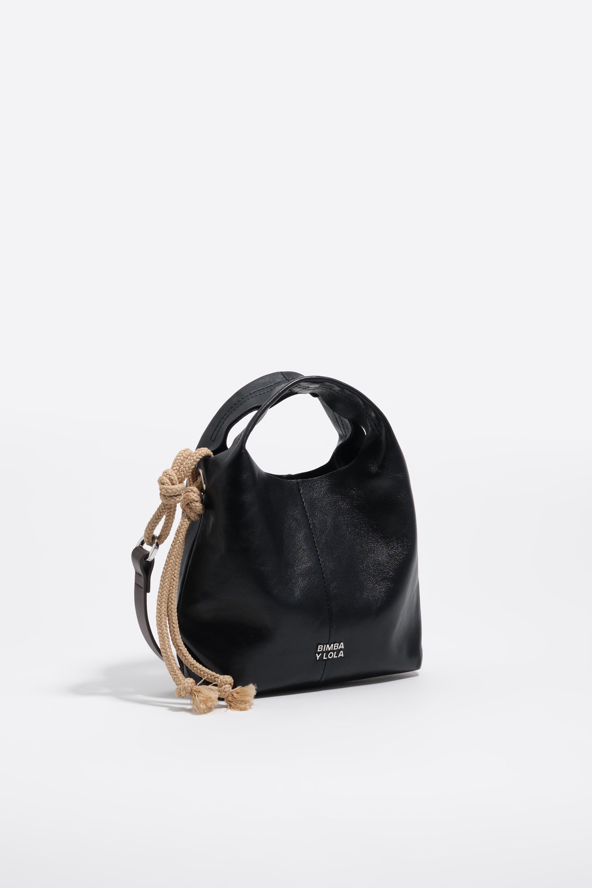 Schwarze Ledermini-Tasche
