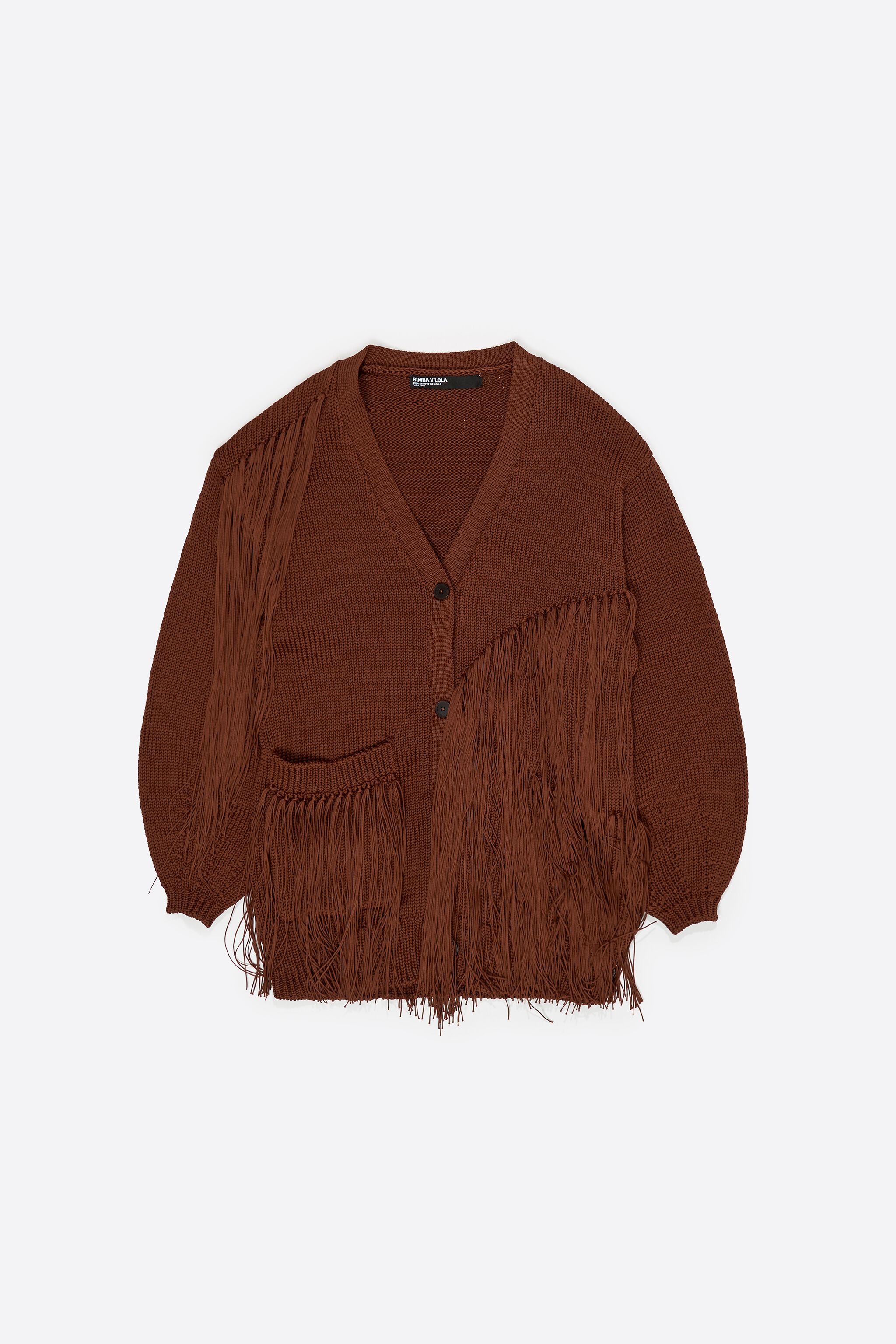 Toffee-Fransen-Strick-Cardigan