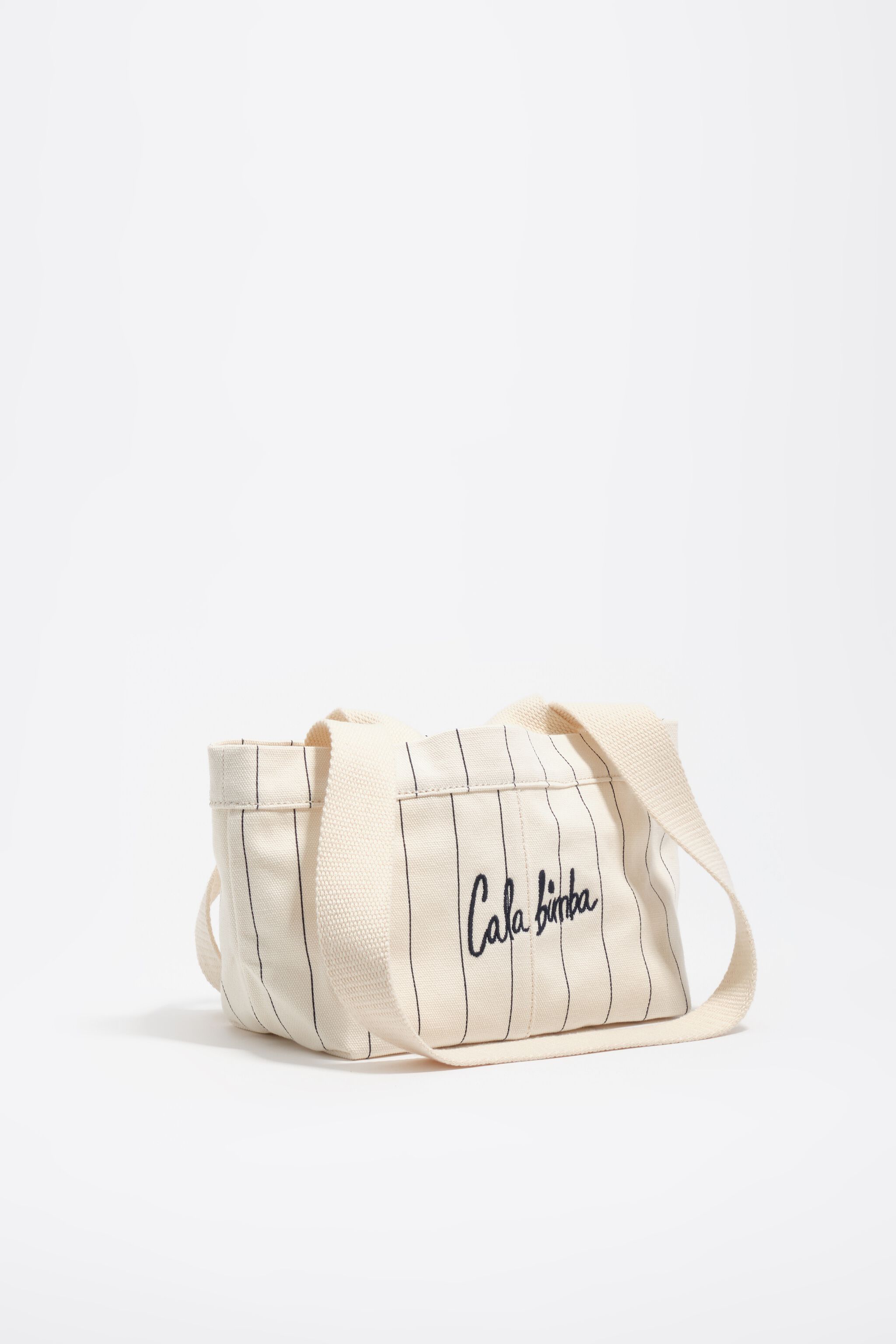 Mini-Bag aus cremefarbenem Baumwollmaterial