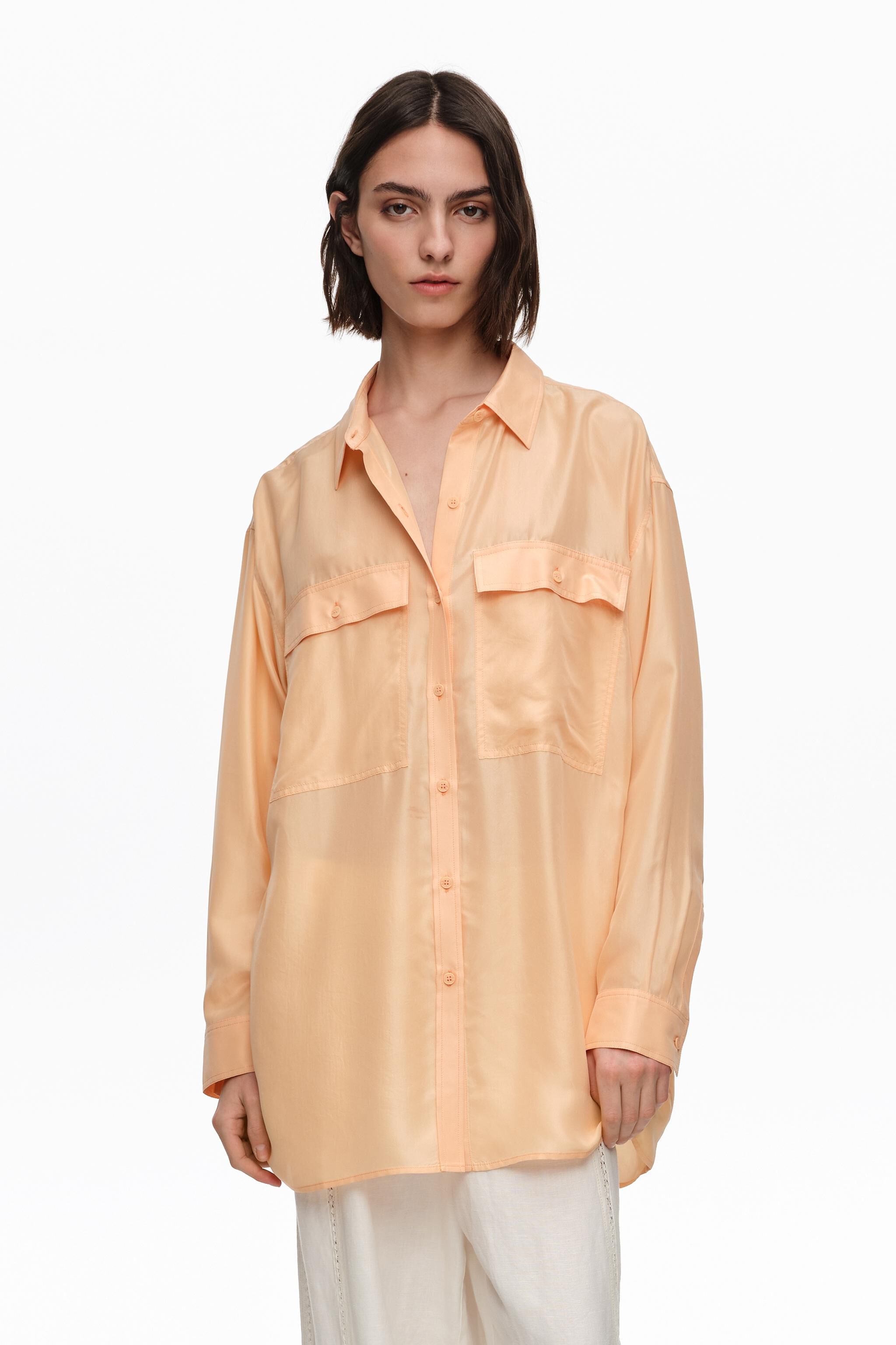 Helle Orange Seiden-Overshirt