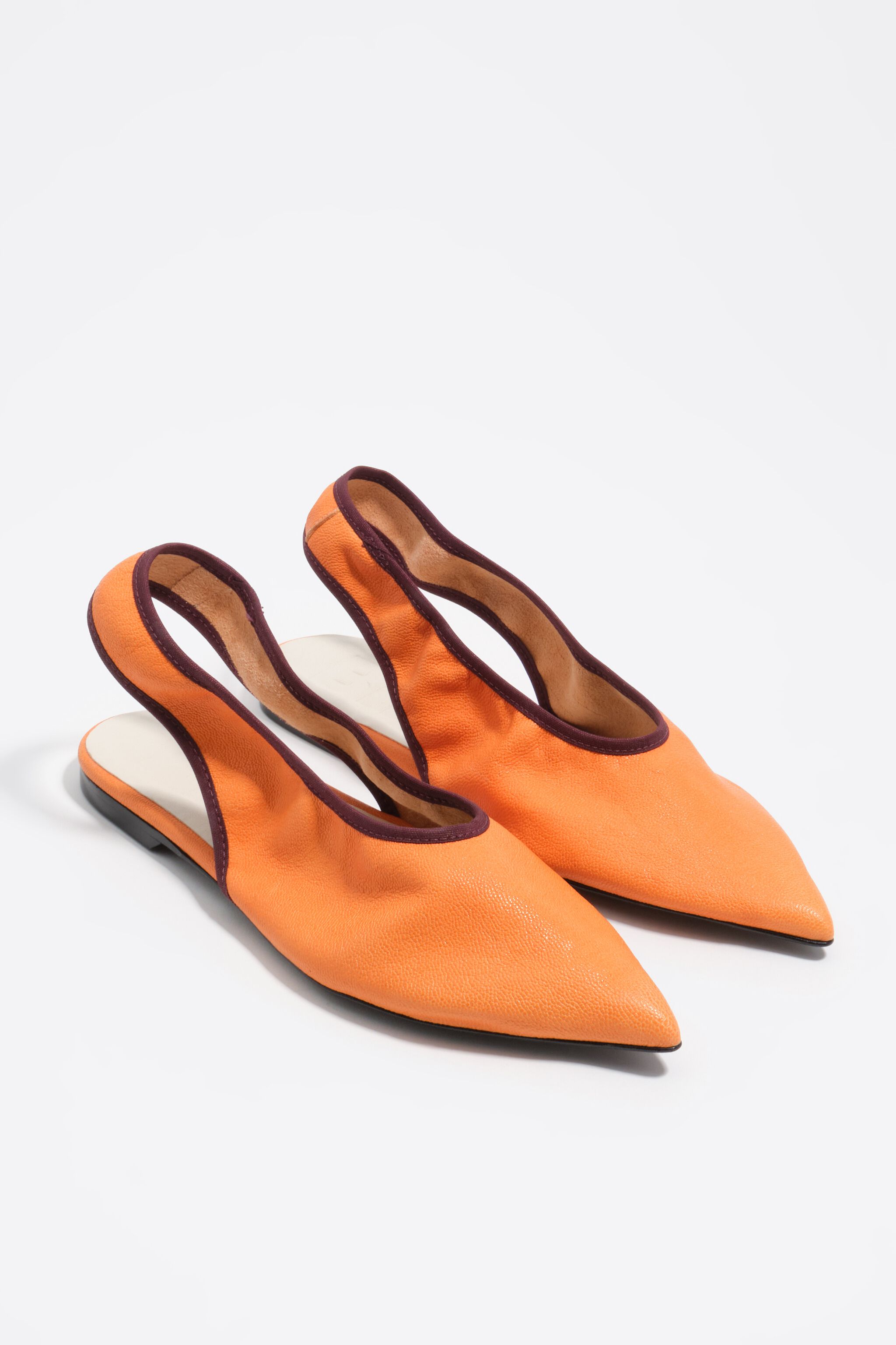 Orangene Leder-Slingback-Ballerina