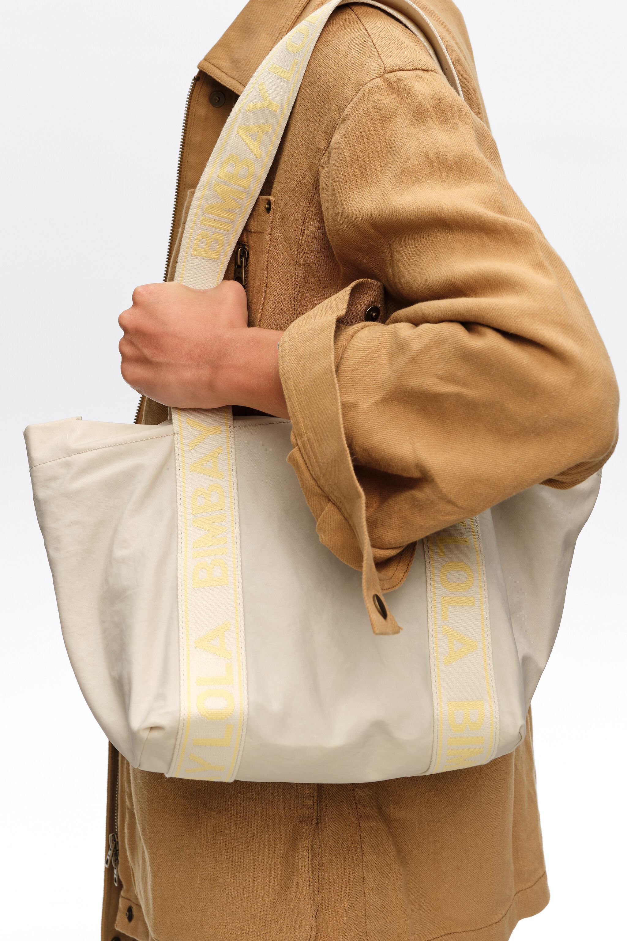 Medium große Steinweiße Nylon Tasche