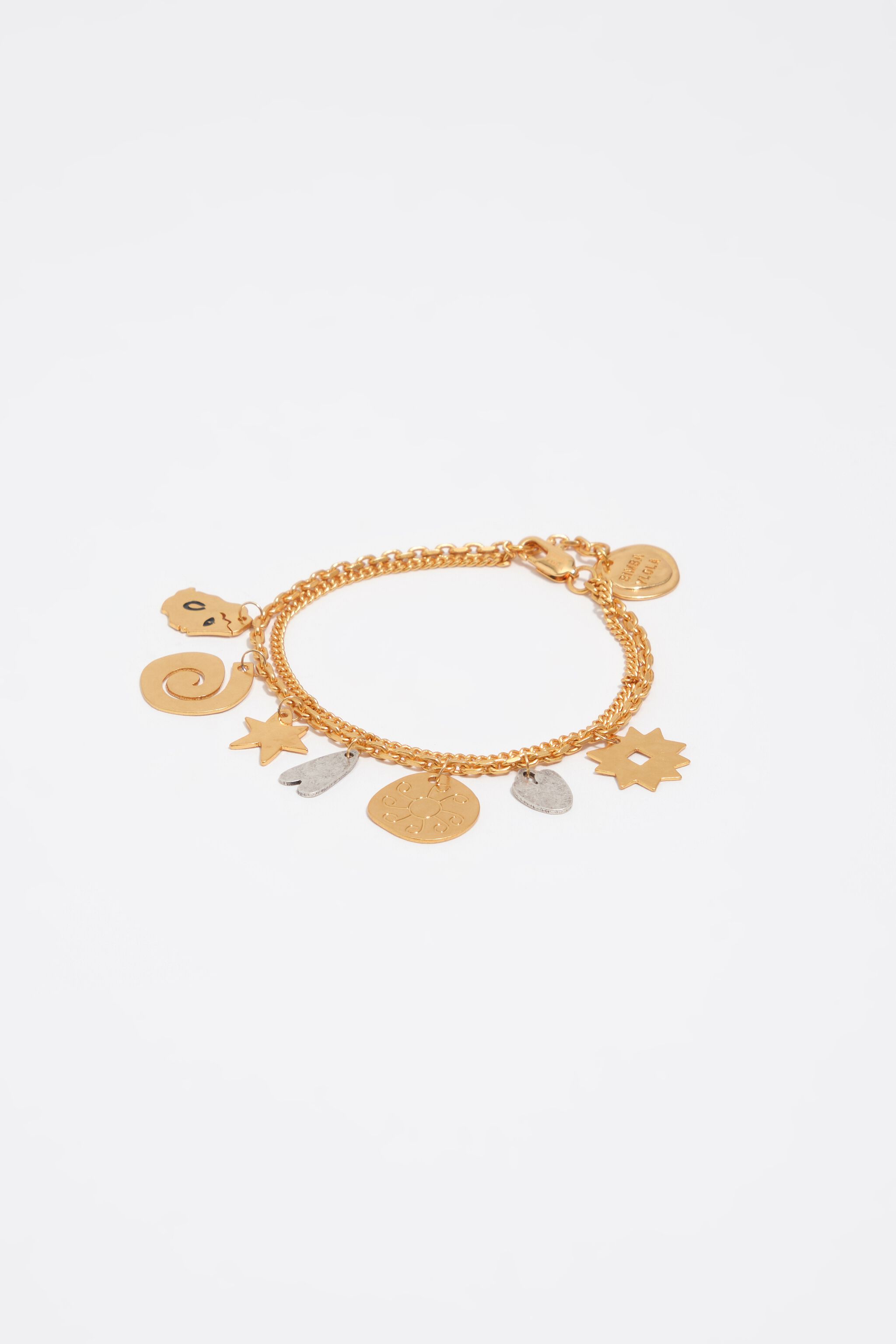 Doppelfederglied-Bracelet aus zweifarbigen Metallsilhouetten