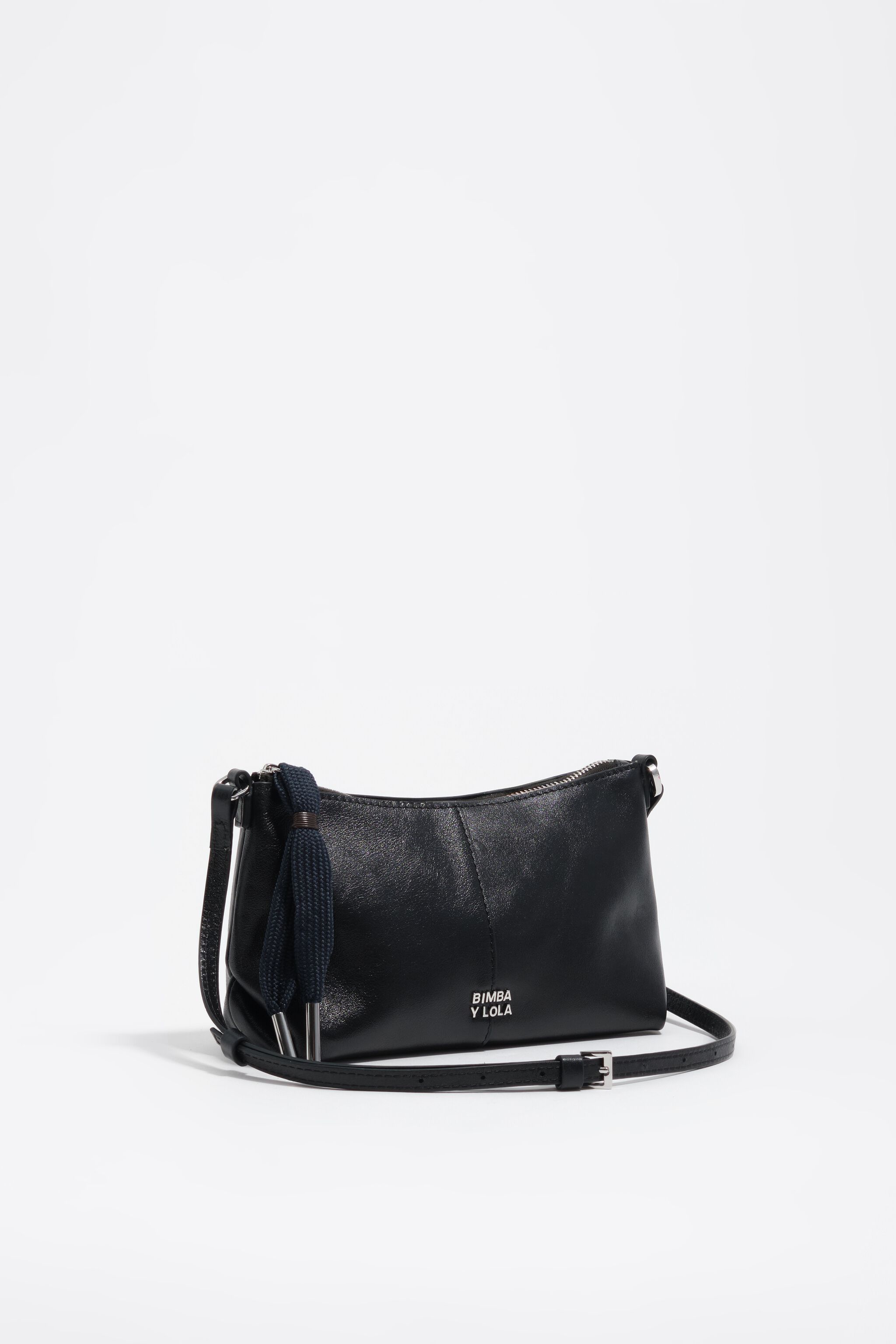 Schwarze Ledermini-Crossbody-Tasche