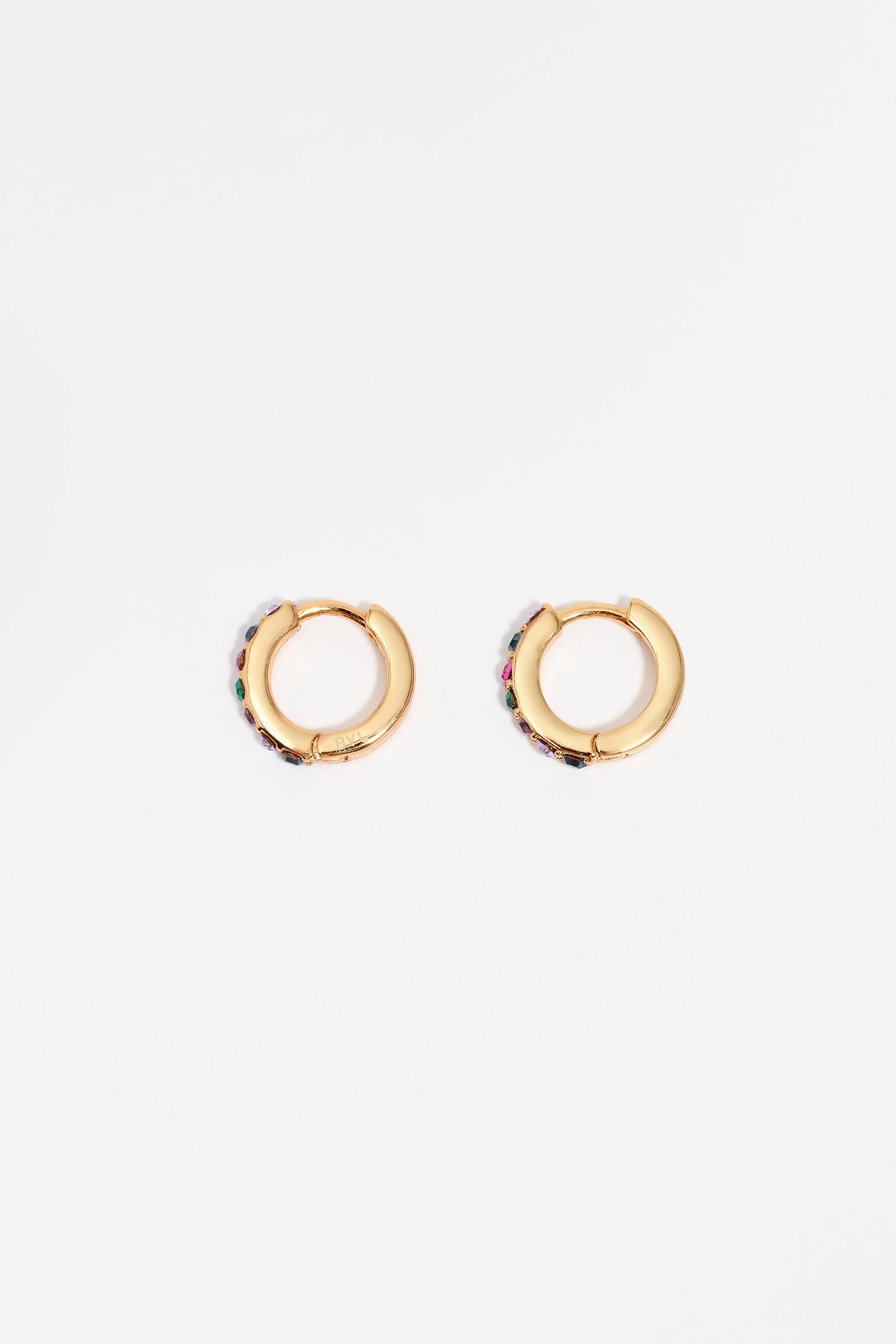 Goldene Mini-Hoop-Ohrstecker mit Kristallen