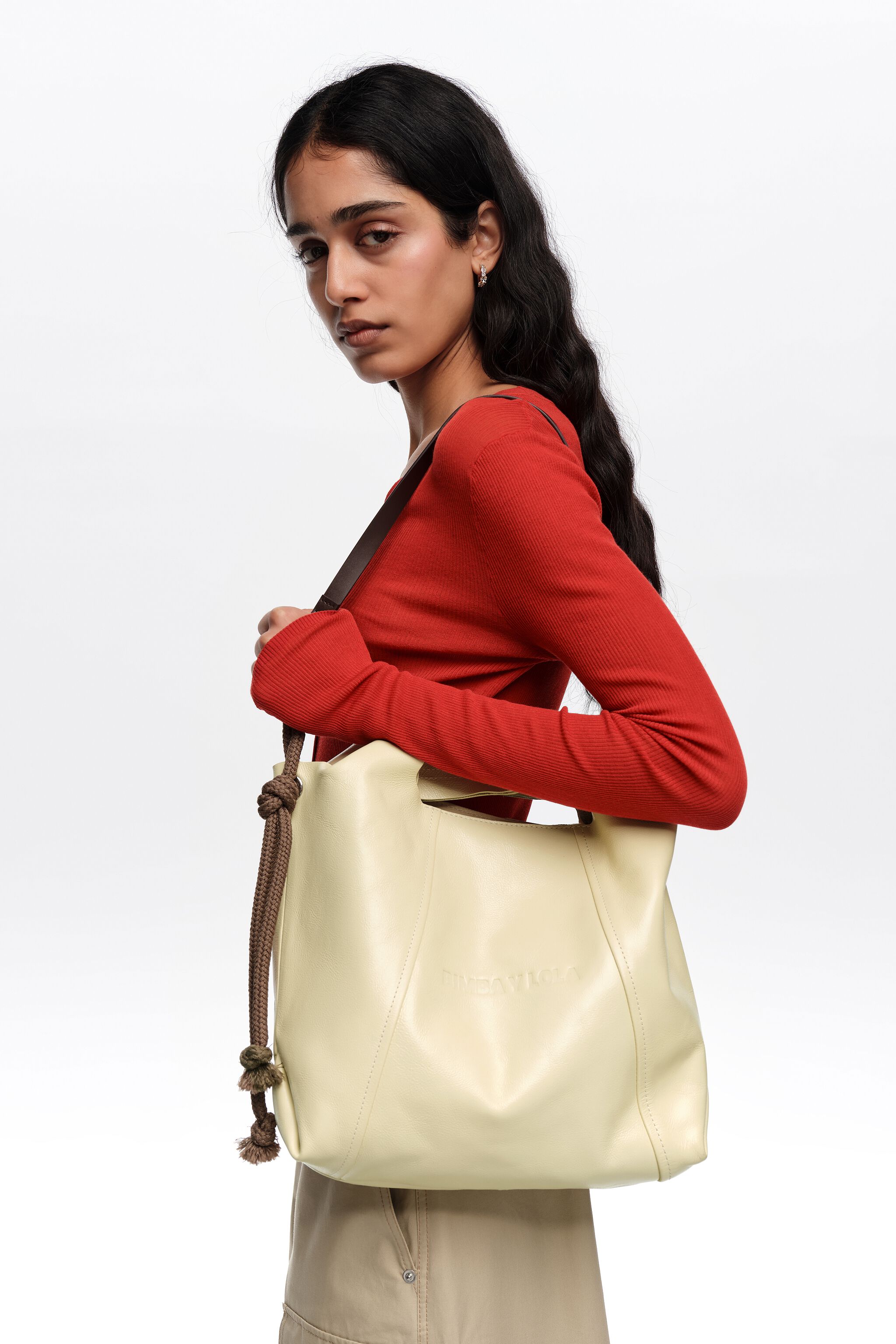 Mittleres helles Gelb Leder Papiertasche