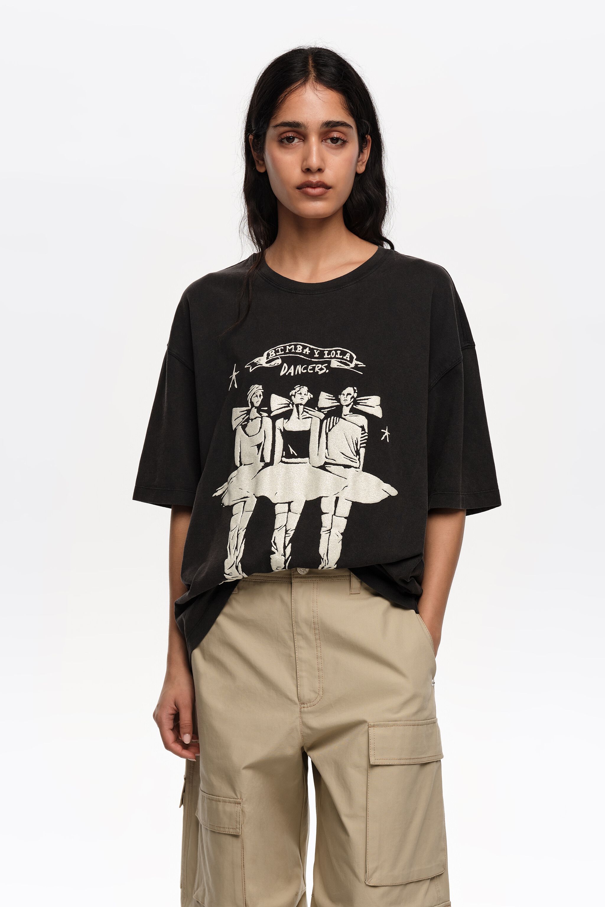 Gewaschene schwarze Dancers-Logo-T-Shirt