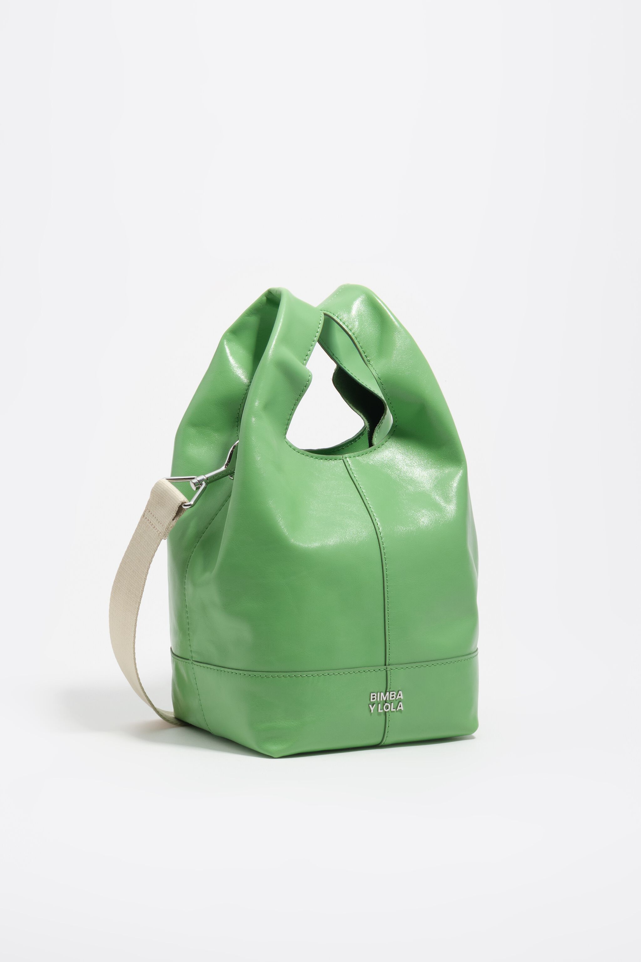 Medium grüner Leder-Papierkorb