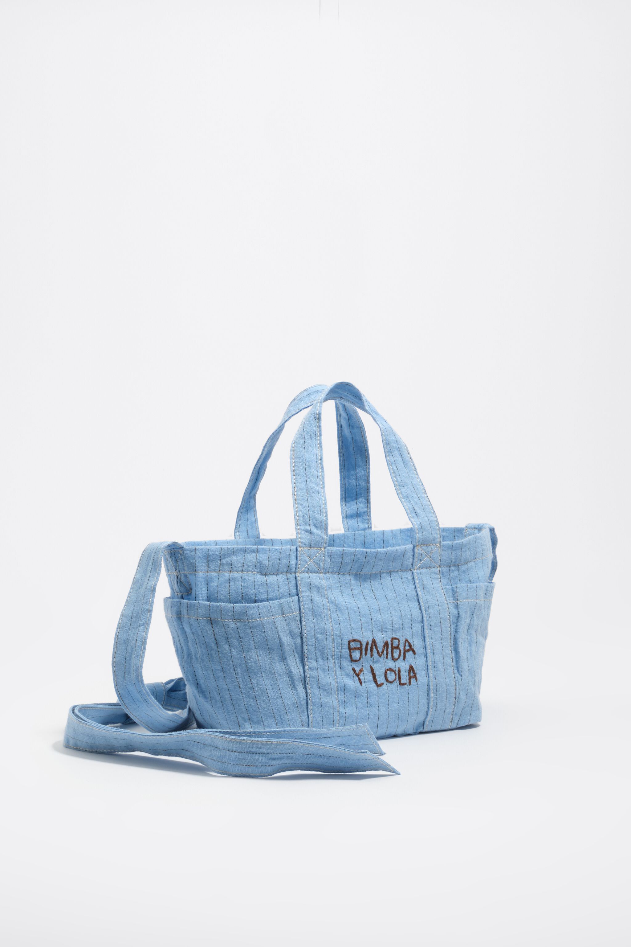 Mini-Lichtblauer Leinen-Crossbody-Tasche