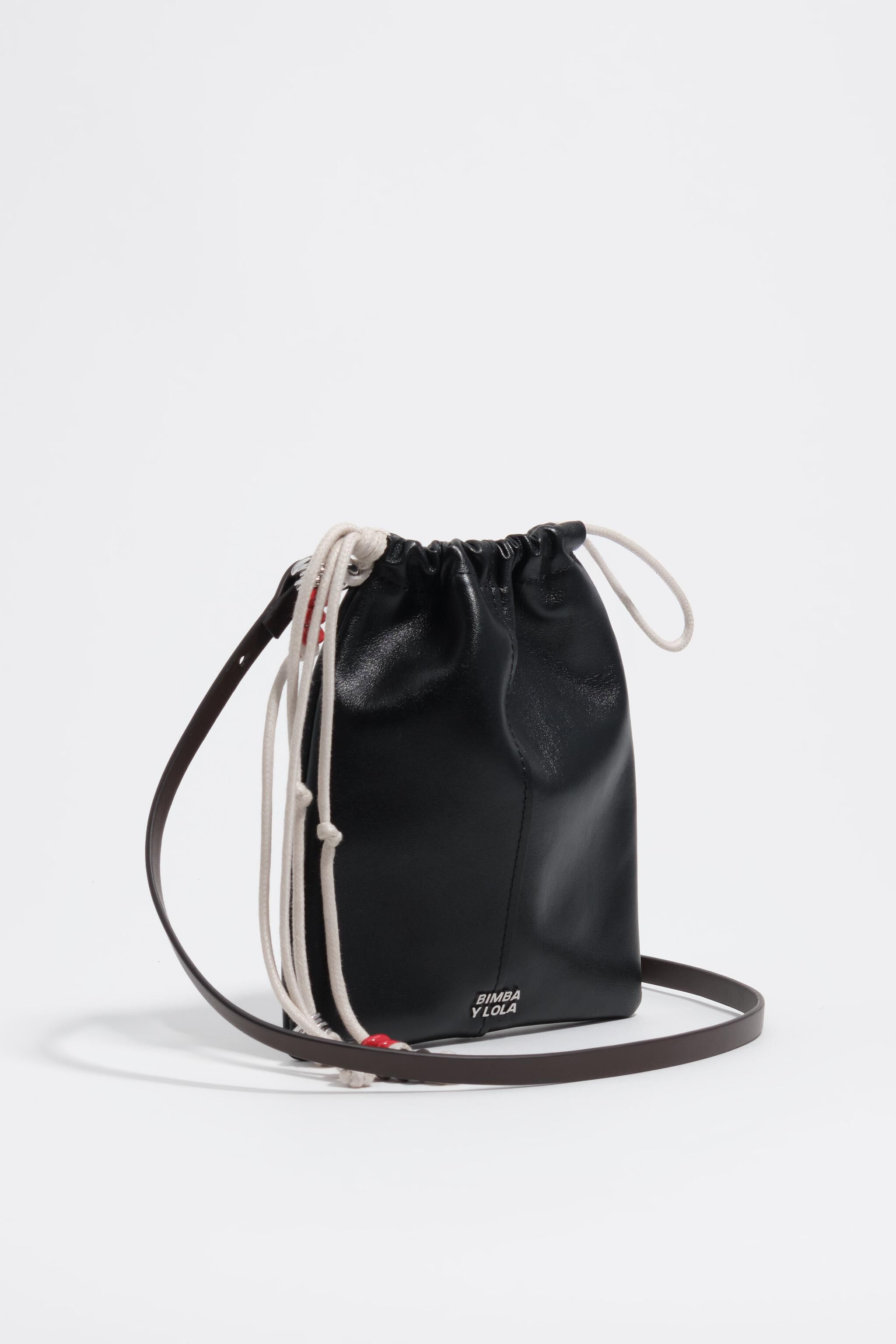 Schwarze Ledermini-Tasche