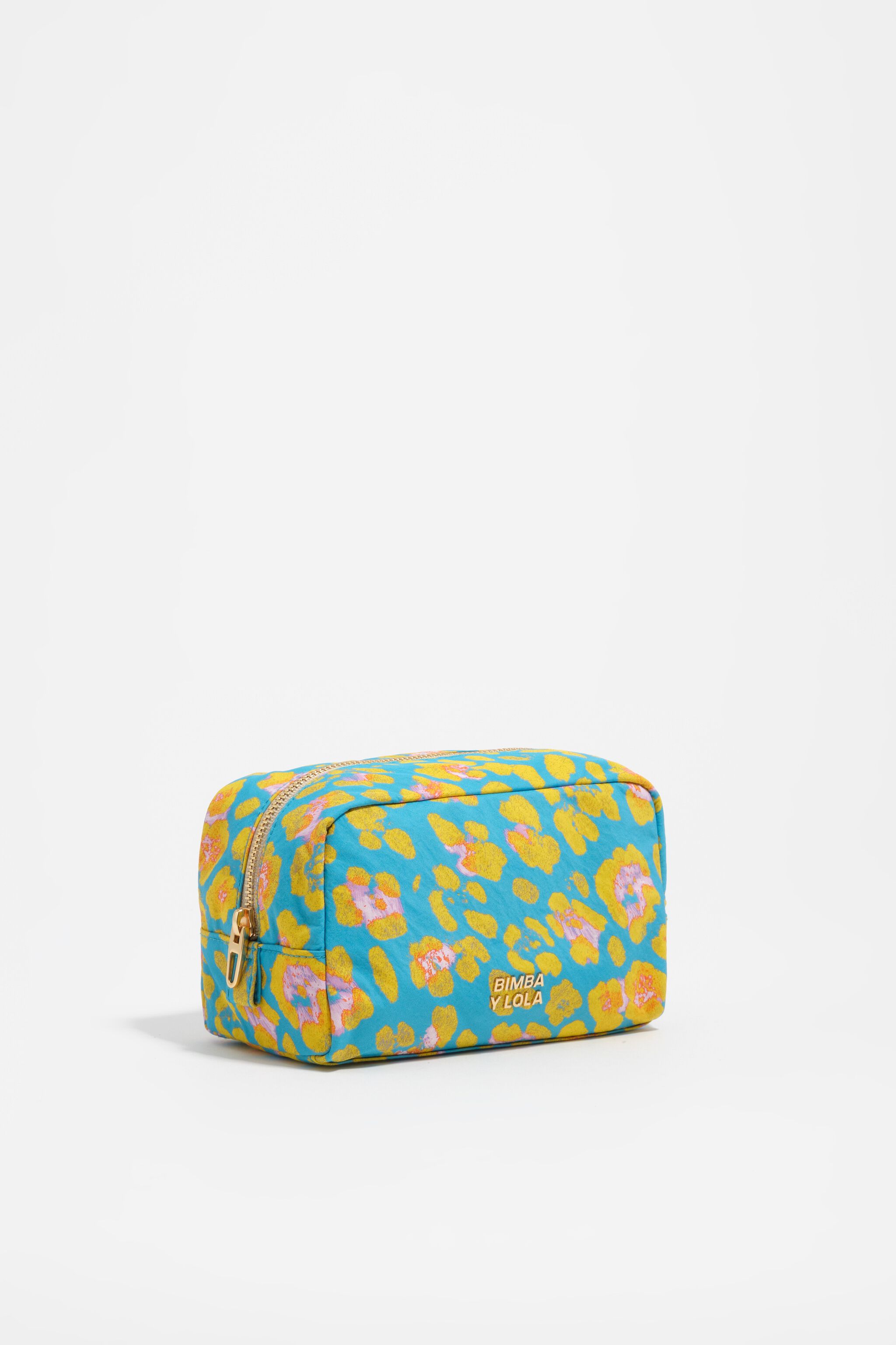 Kleine blaue Leopard-Nylon-Make-up-Tasche